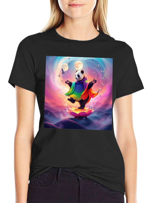 Zen Panda T-Shirt - Colorful Meditation Design