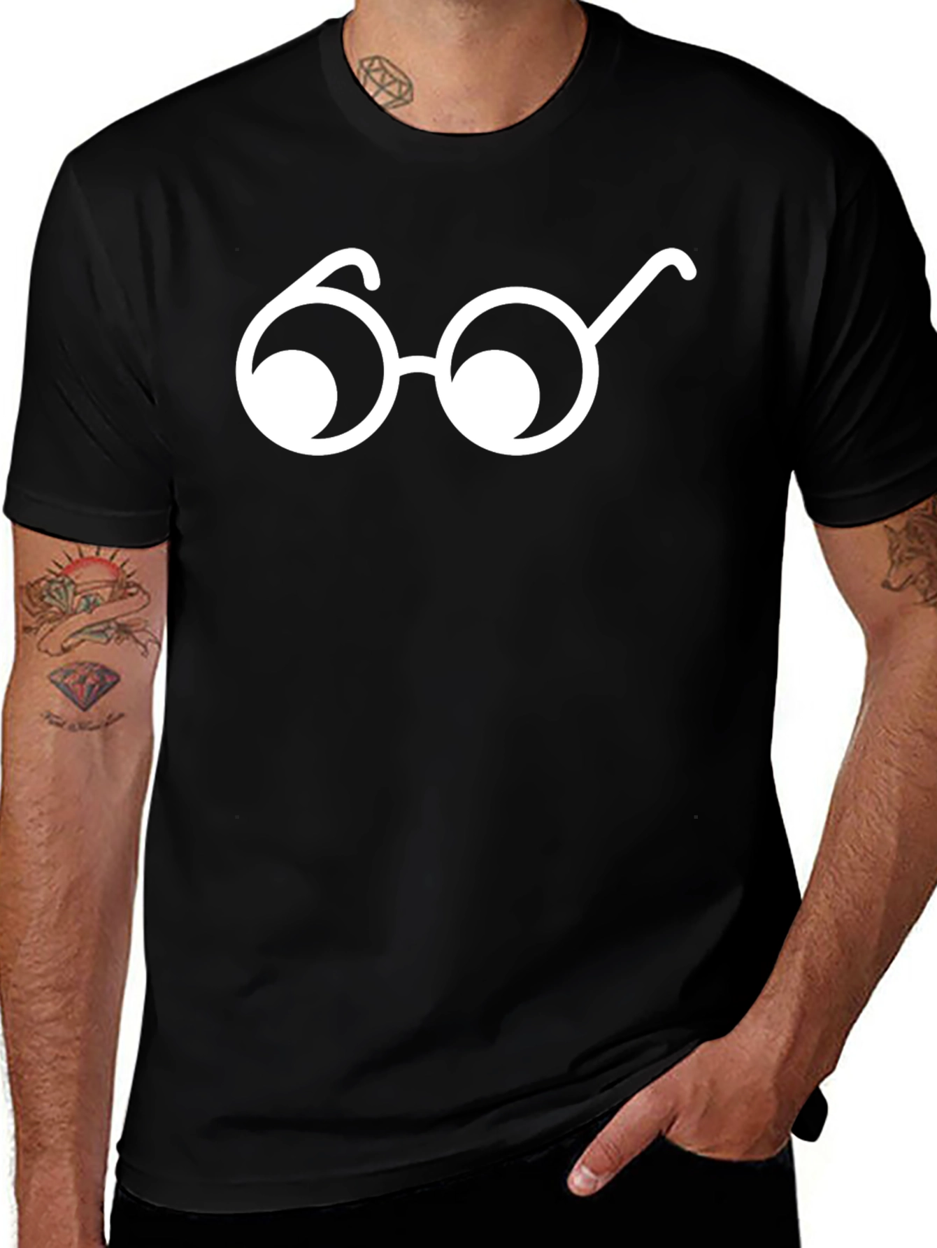 Geek Chic Glasses Graphic Tee - Black Cotton T-Shirt
