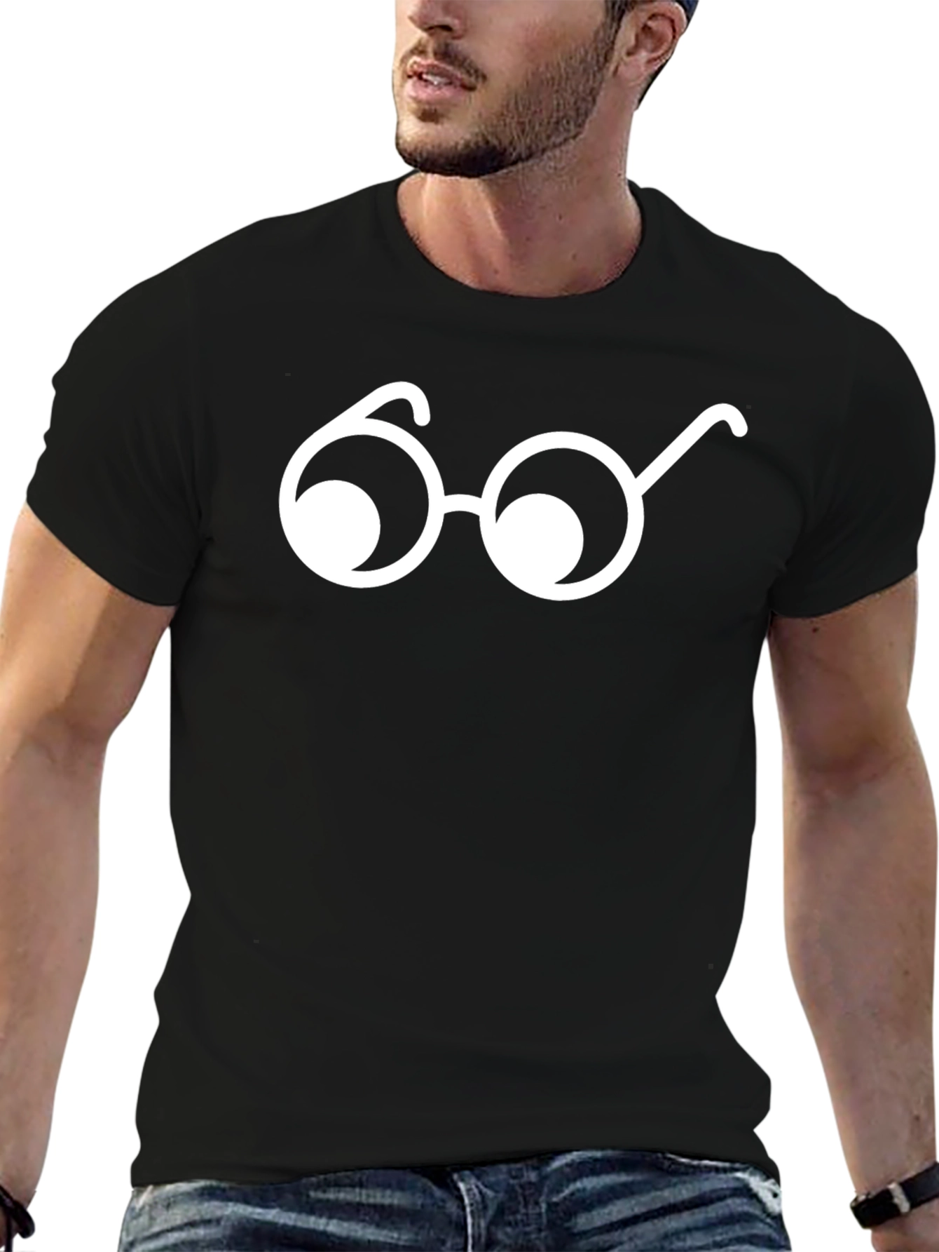 Geek Chic Glasses Graphic Tee - Black Cotton T-Shirt