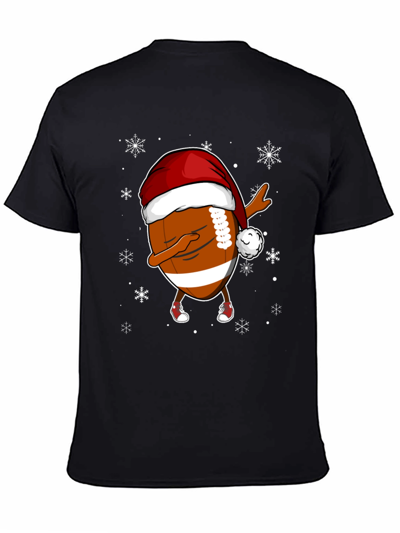 Funny Christmas Football Dabbing Santa Hat Tee