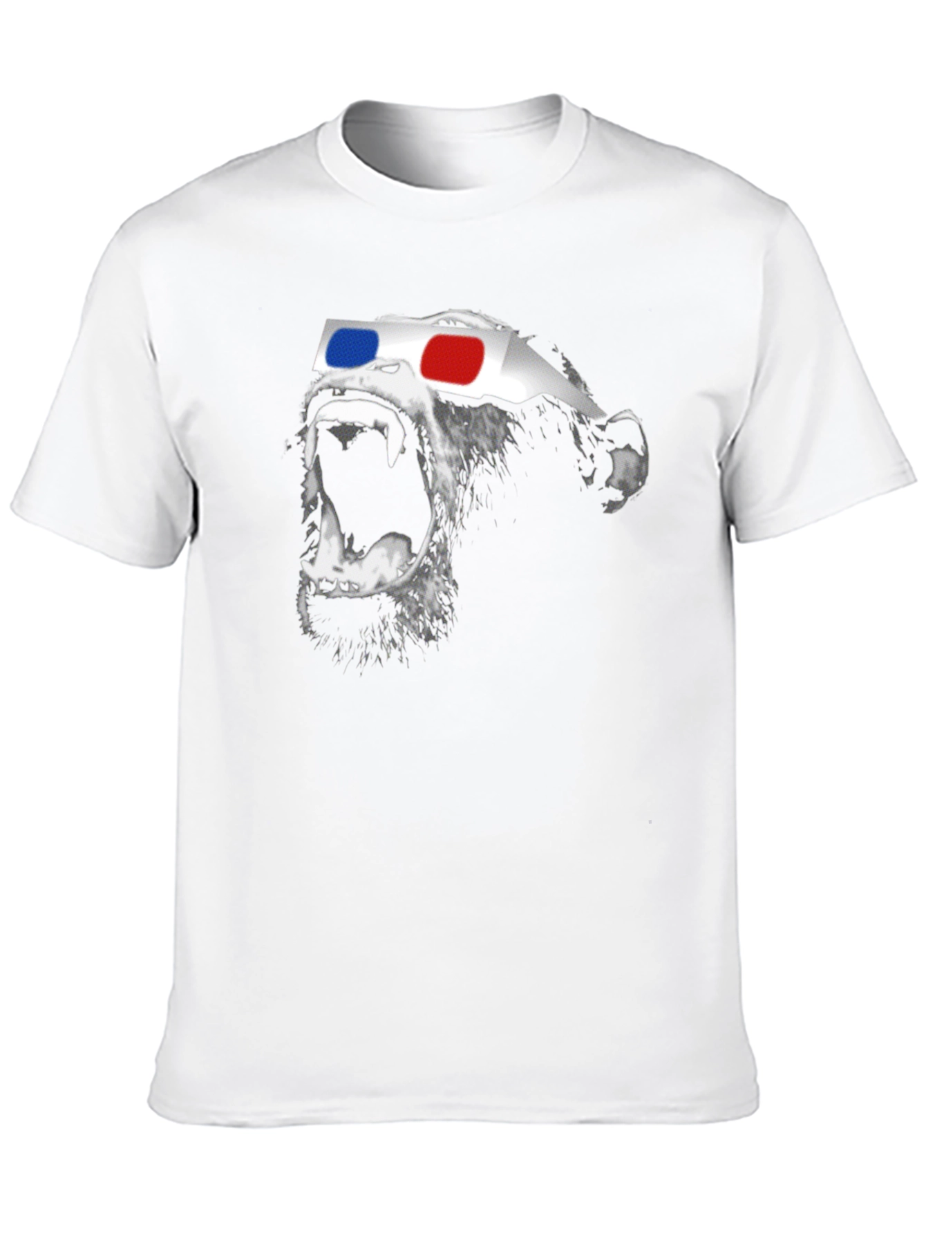 Funny Monkey 3D Glasses Graphic Black T-Shirt