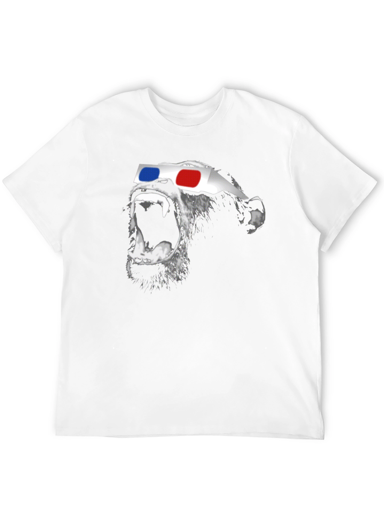 Funny Monkey 3D Glasses Graphic Black T-Shirt