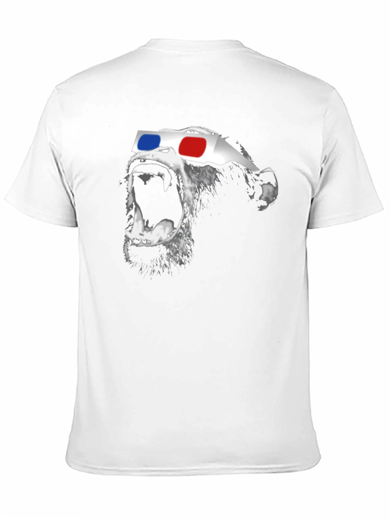 Funny Monkey 3D Glasses Graphic Black T-Shirt