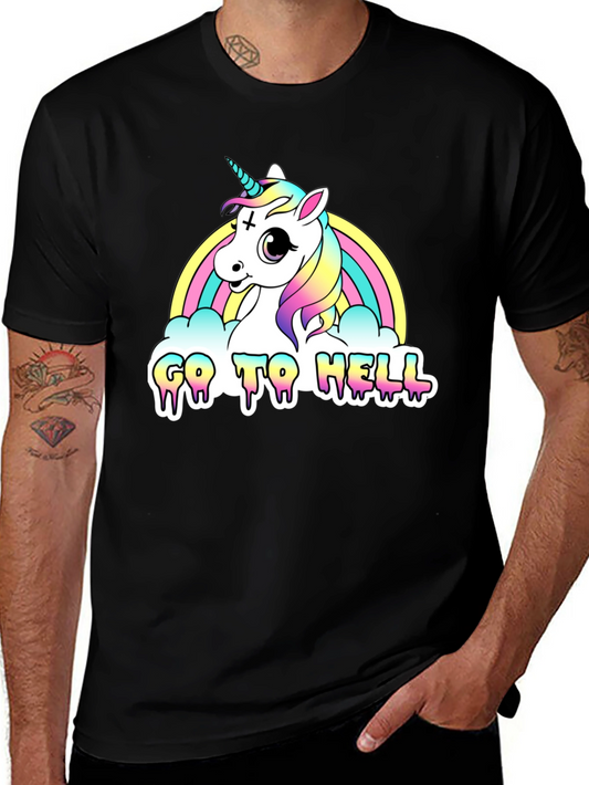 Unicorn Rainbow Go To Hell Black Graphic Tee