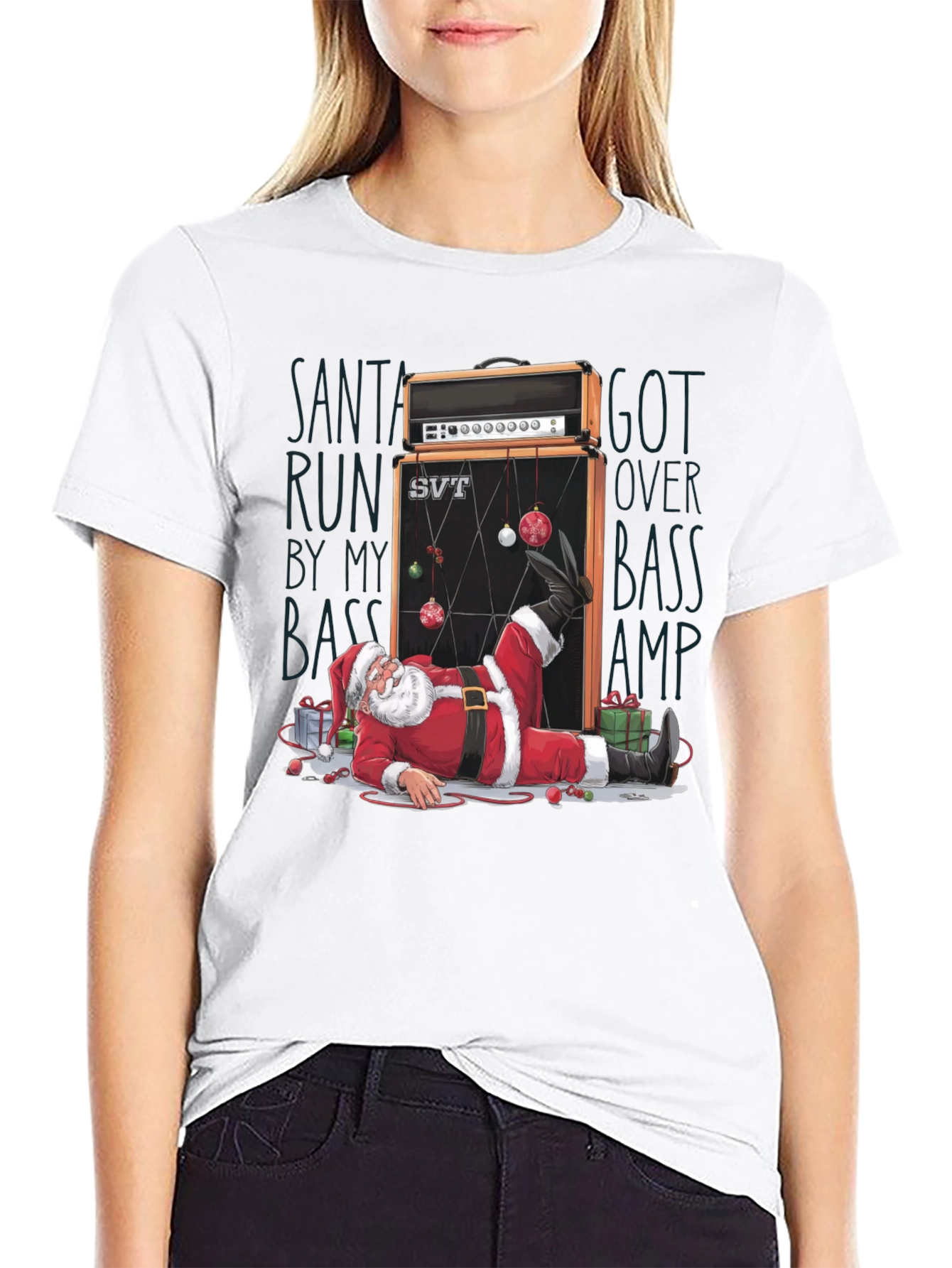 Santa Run Over by Bass Amp T-Shirt