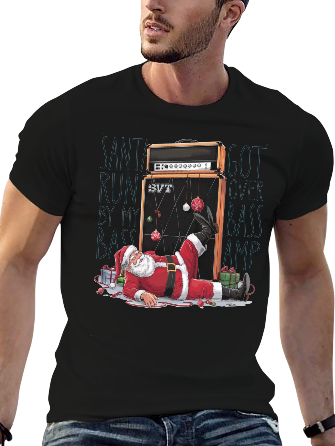 Santa Run Over by Bass Amp T-Shirt