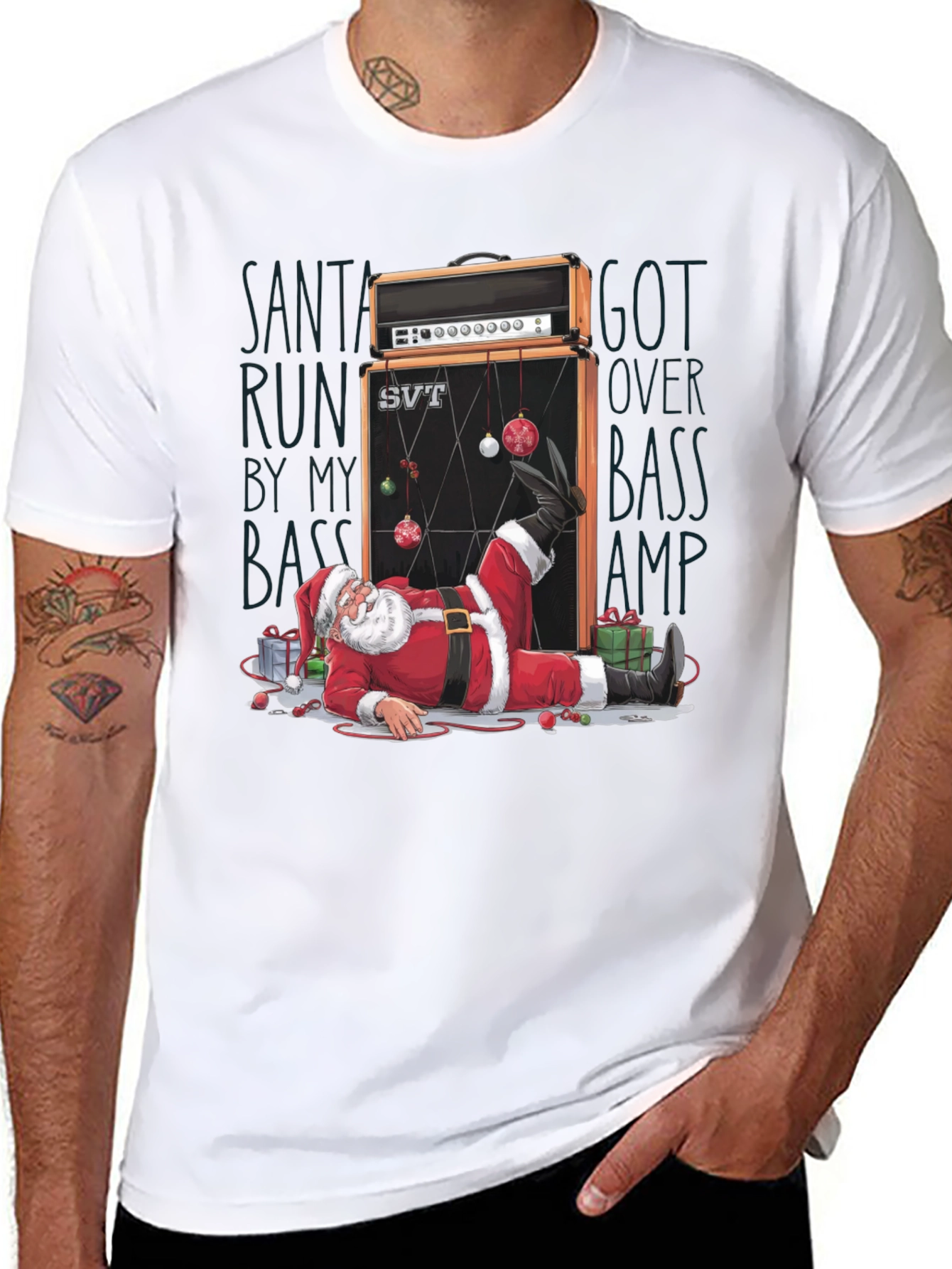 Santa Run Over by Bass Amp T-Shirt