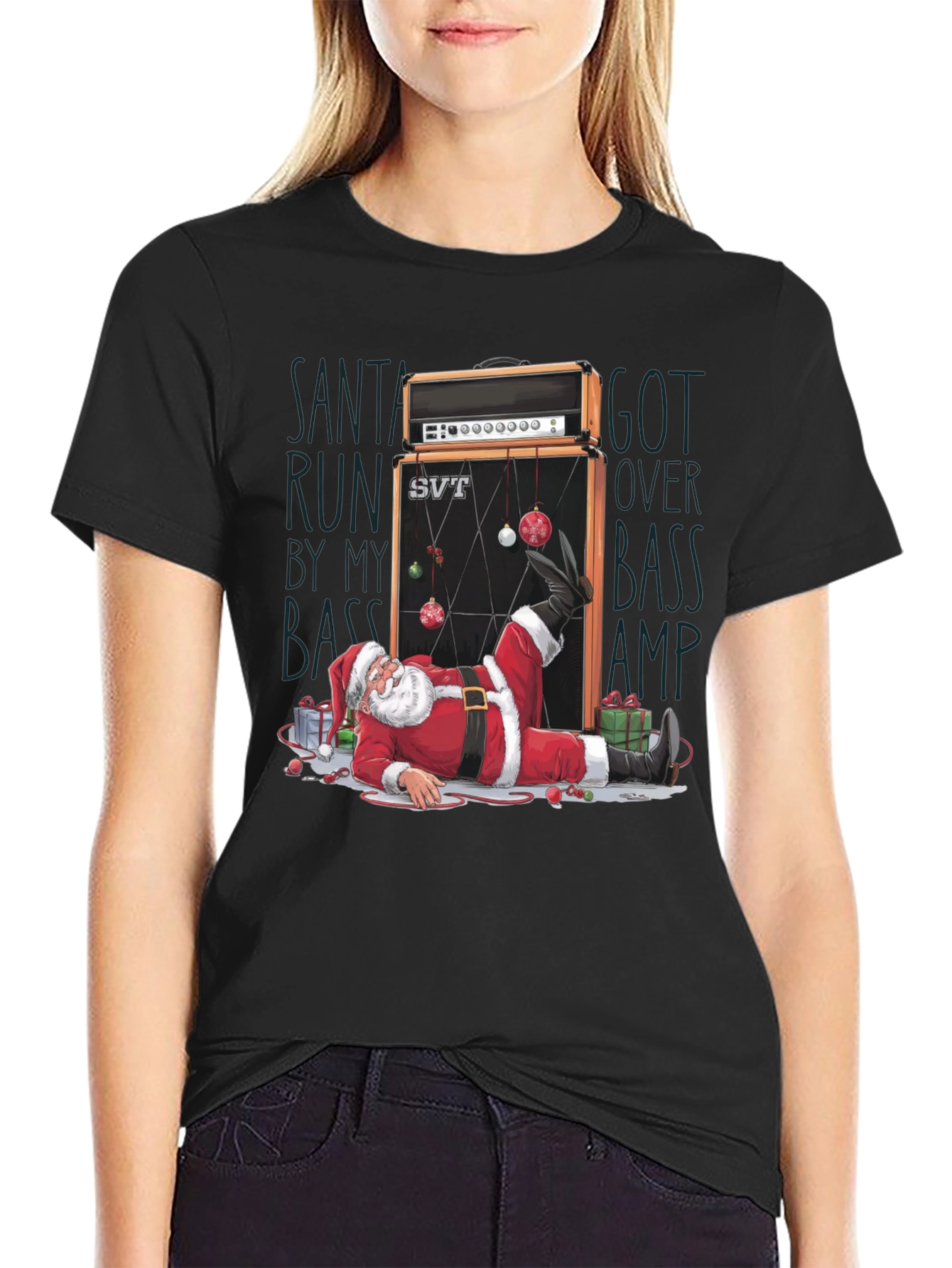 Santa Run Over by Bass Amp T-Shirt