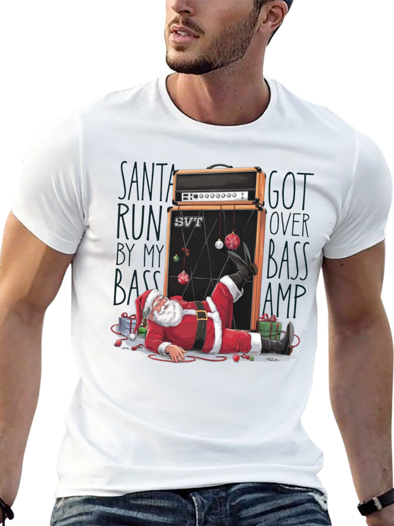 Santa Run Over by Bass Amp T-Shirt