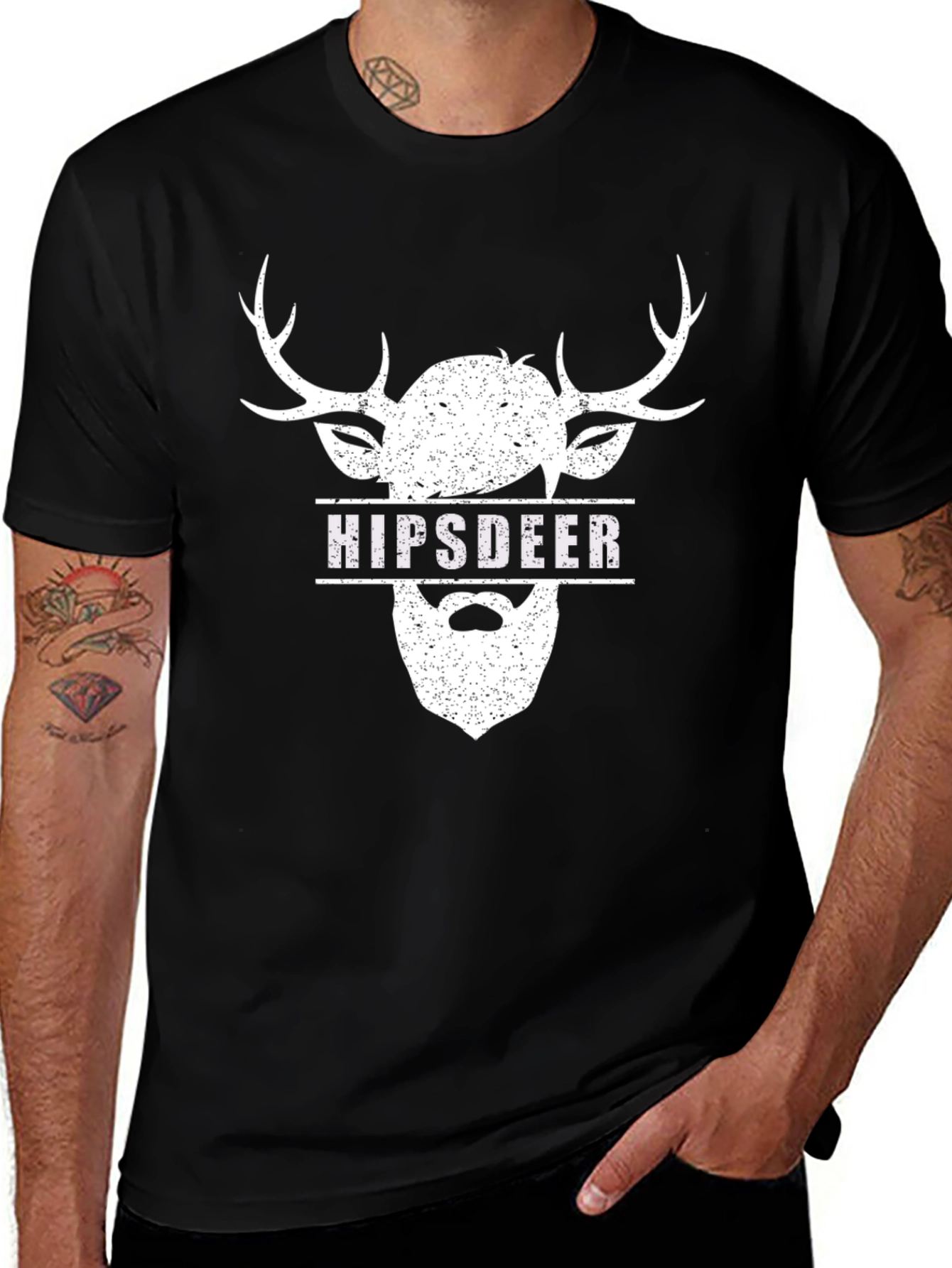 Hipsdeer Graphic Tee - Black Crew Neck
