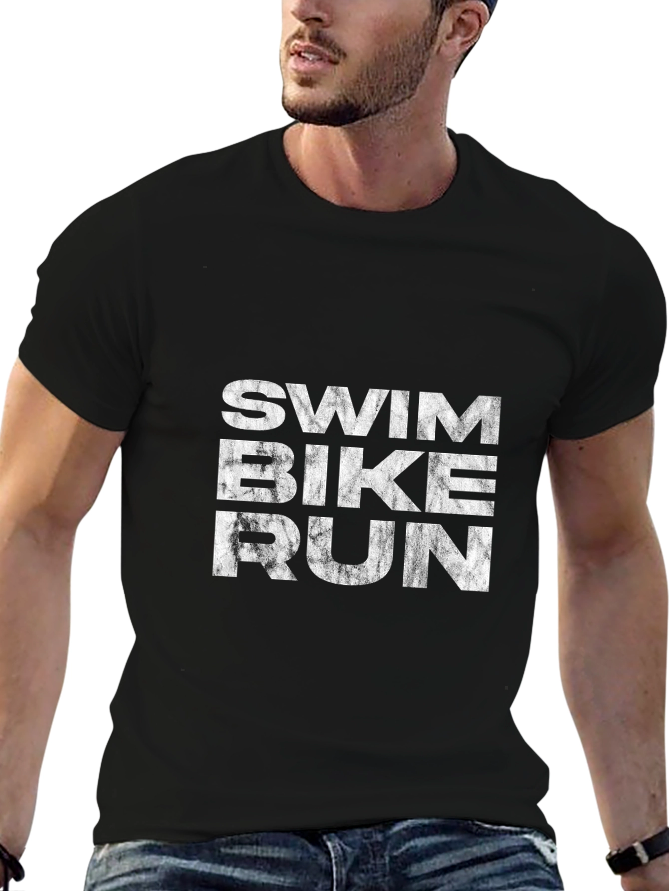 Swim Bike Run Triathlon Tee - Black