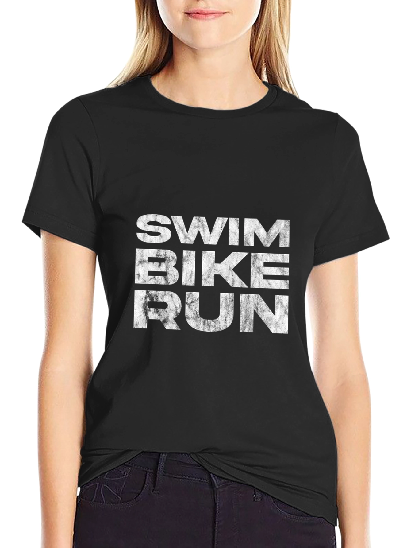 Swim Bike Run Triathlon Tee - Black
