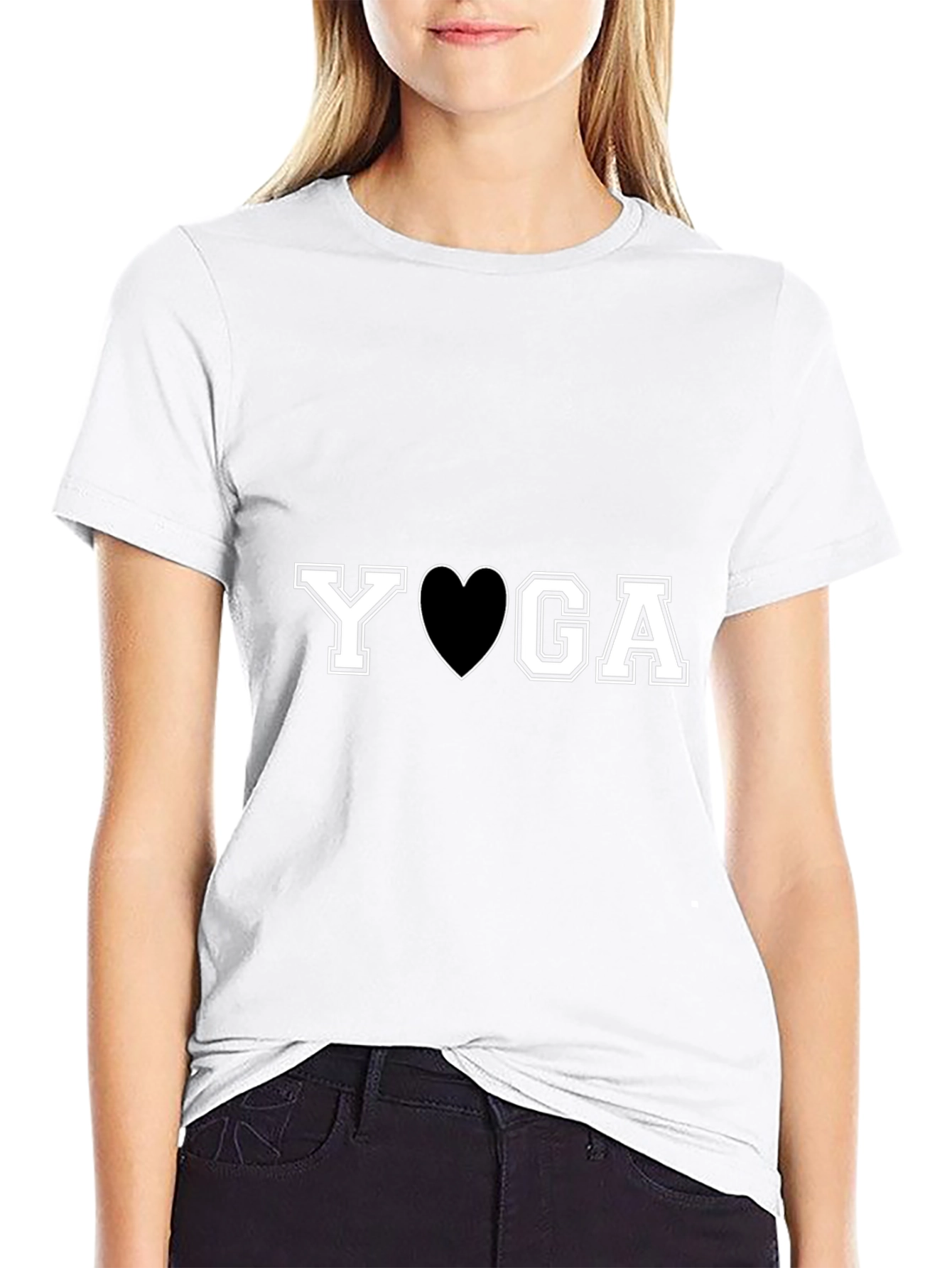 Yoga Heart Graphic T-Shirt - Black