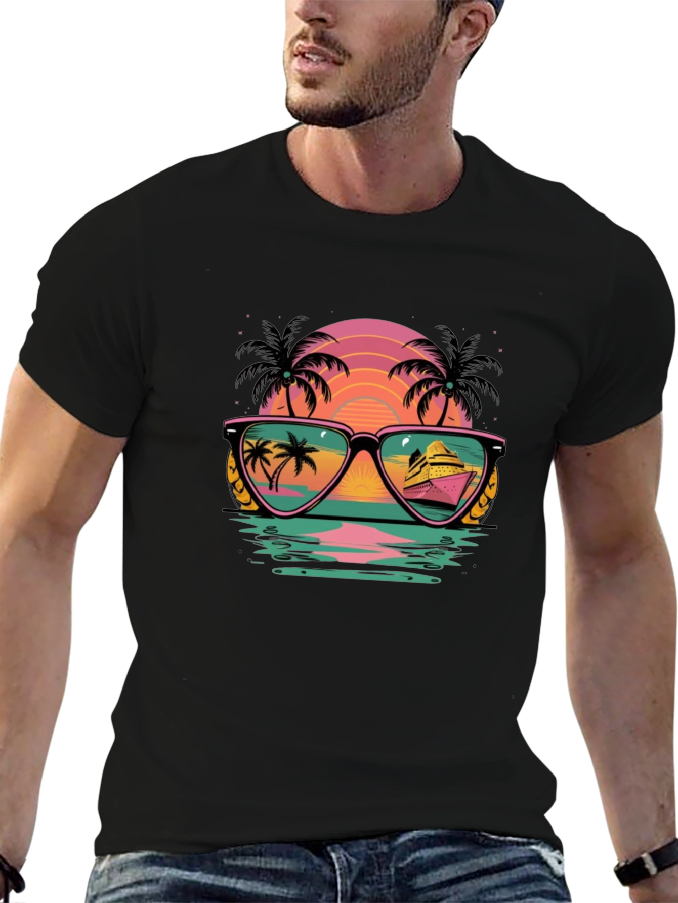 Retro Sunset Sunglasses Graphic Tee