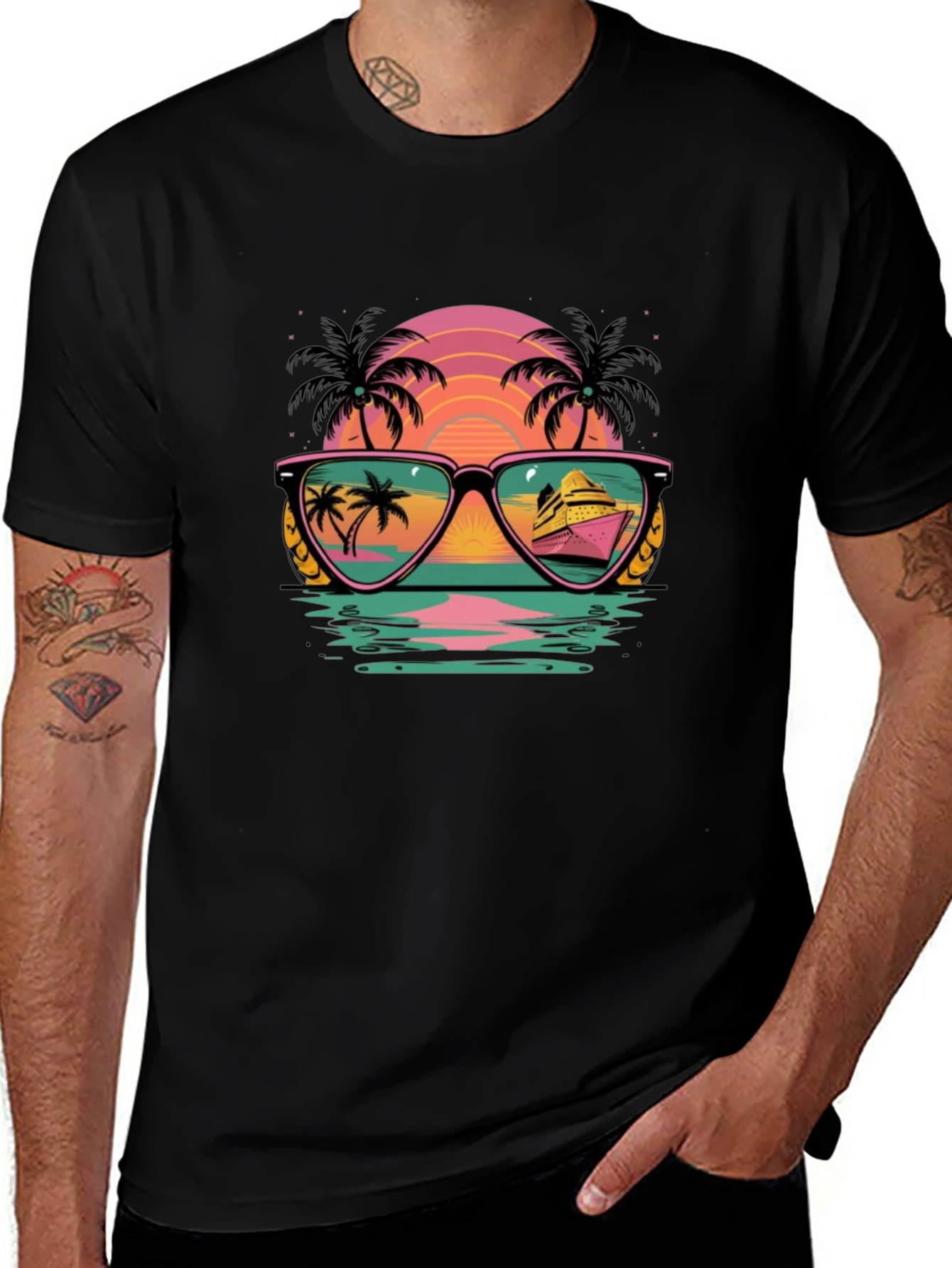 Retro Sunset Sunglasses Graphic Tee