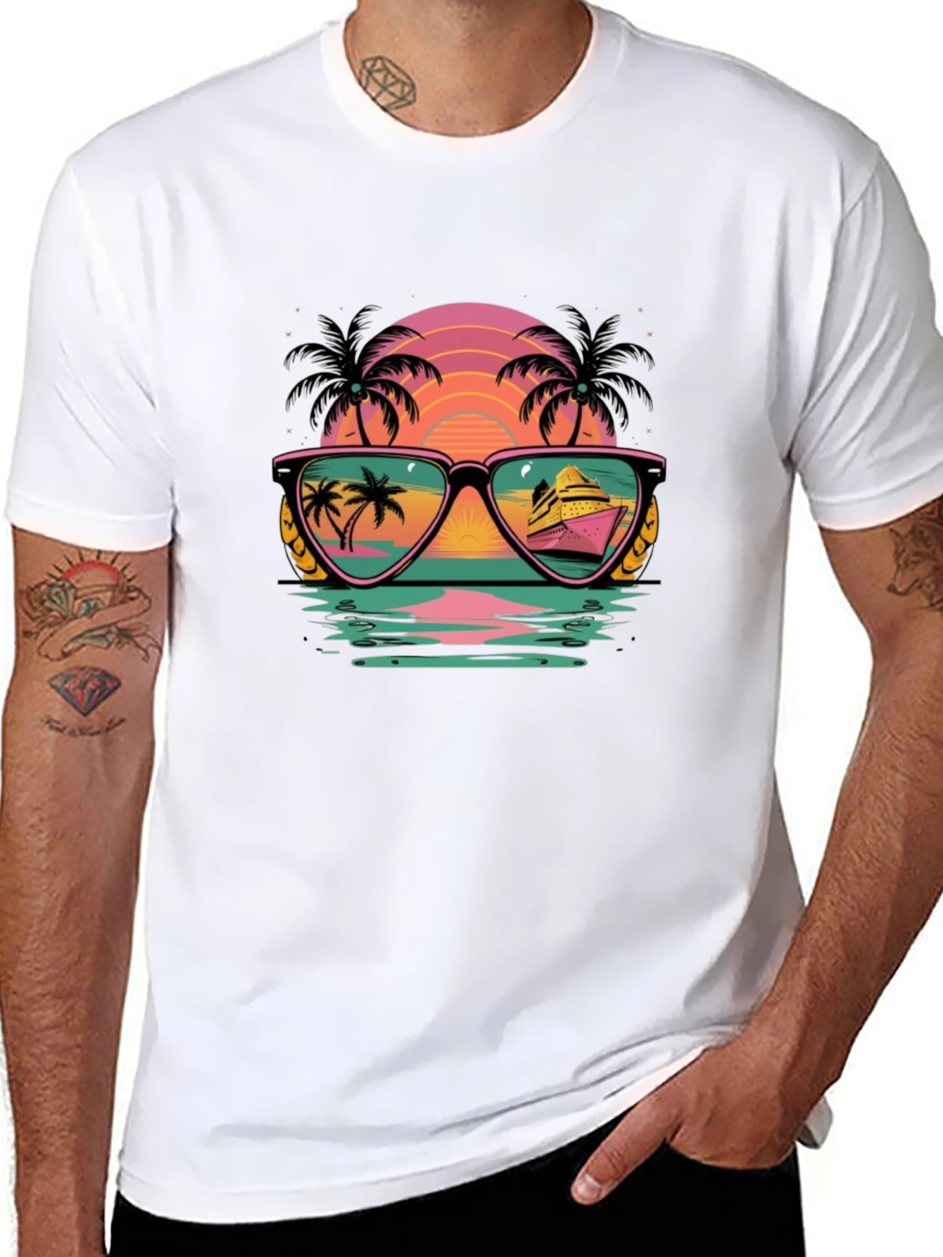 Retro Sunset Sunglasses Graphic Tee