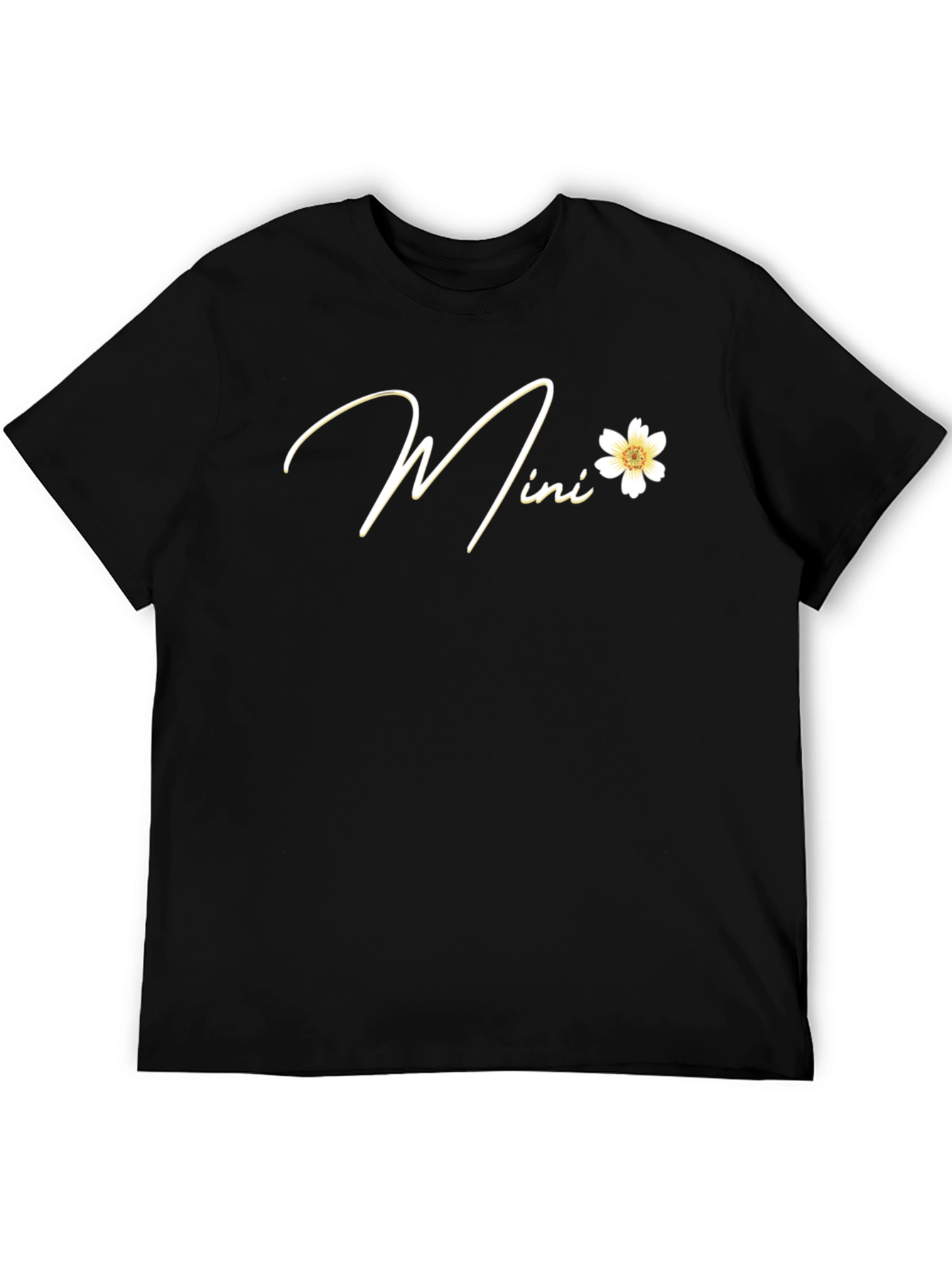 Mini Flower Graphic Black T-Shirt