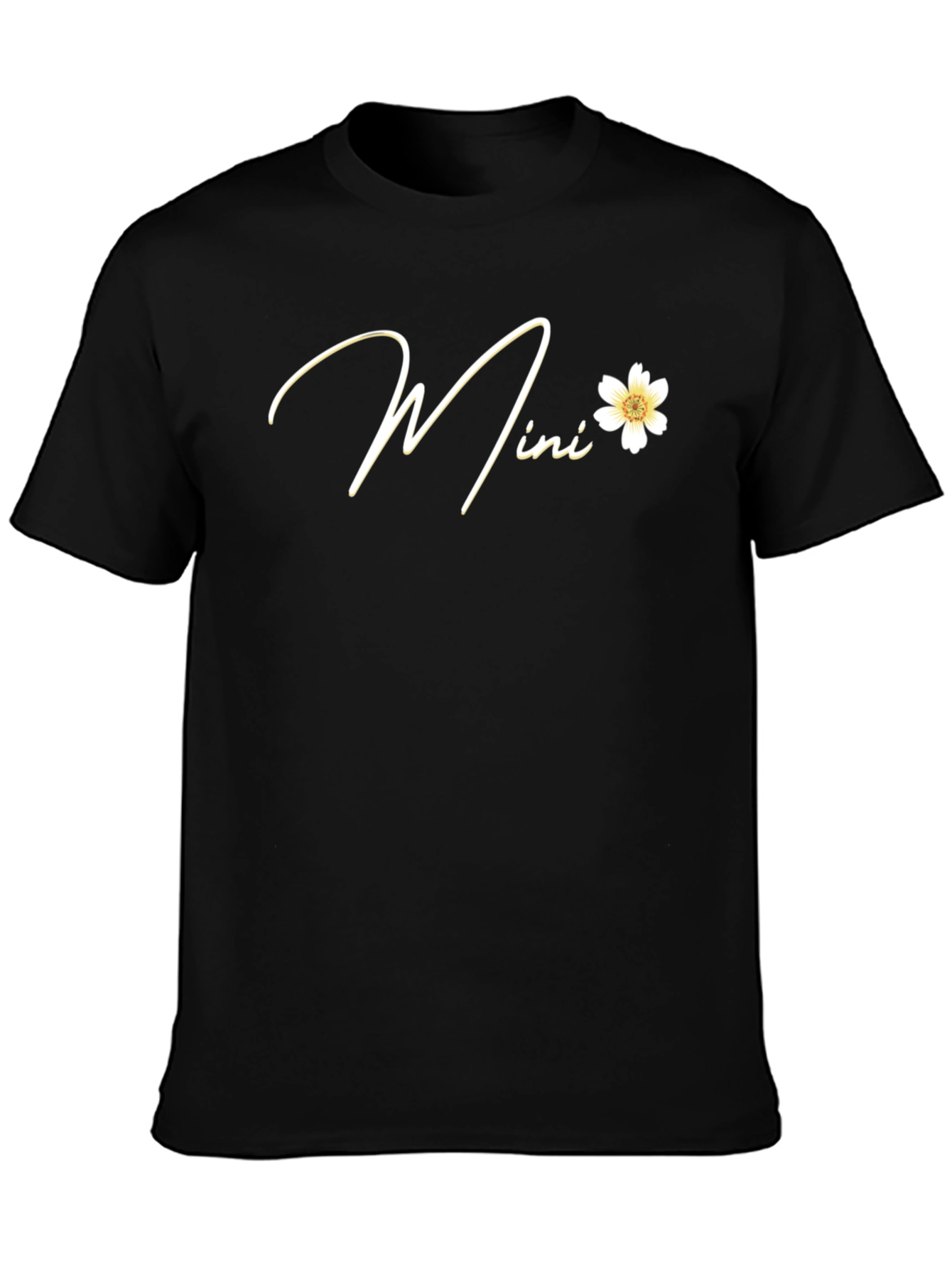 Mini Flower Graphic Black T-Shirt