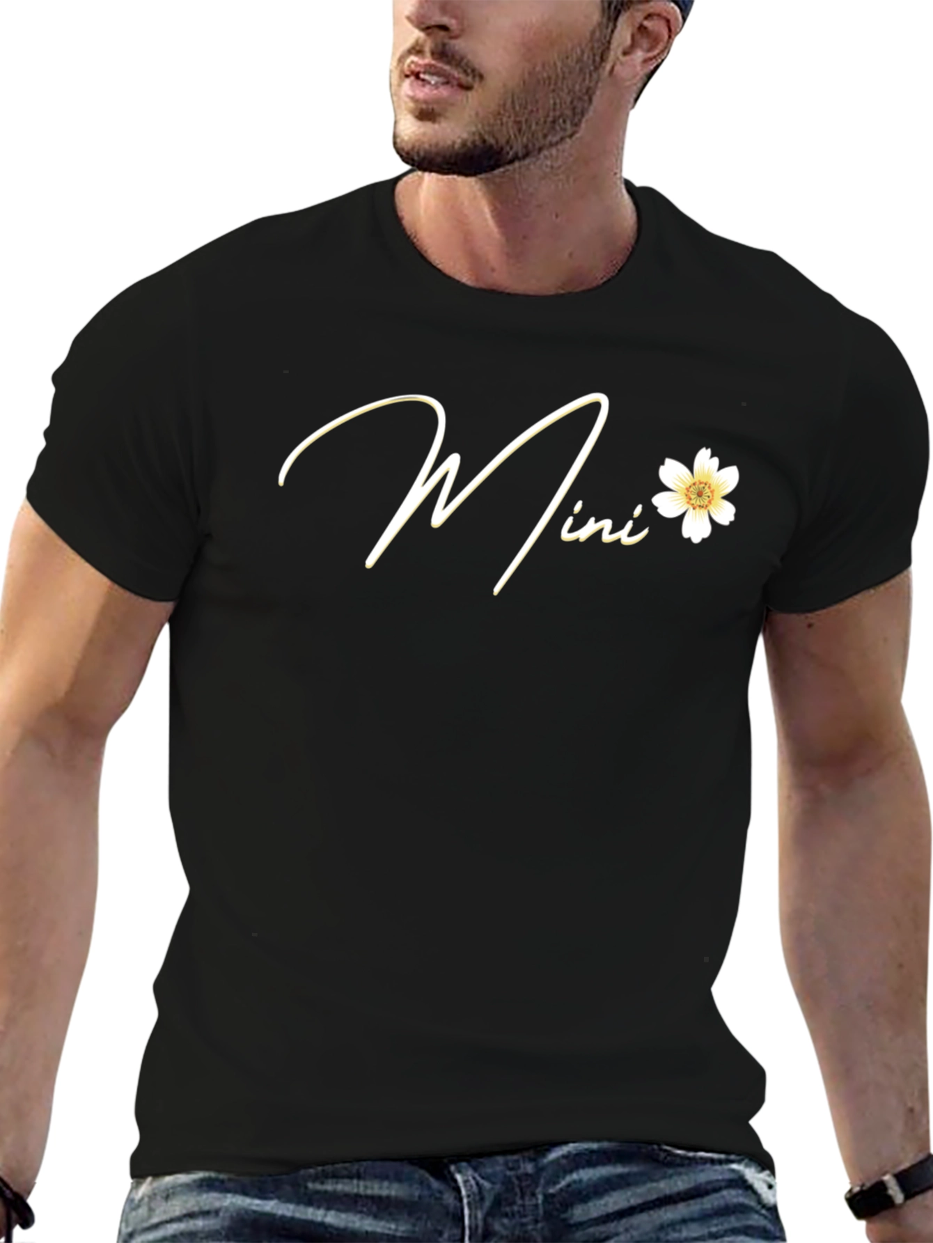 Mini Flower Graphic Black T-Shirt