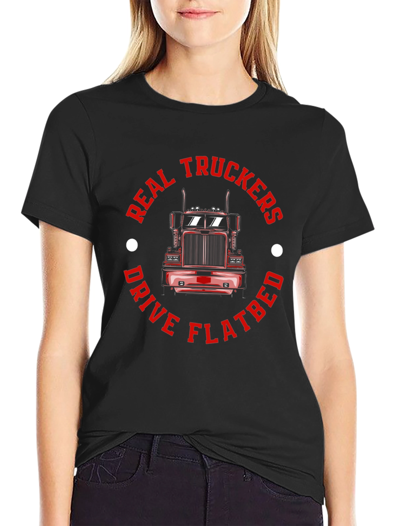 Real Truckers Drive Flatbed Black T-Shirt