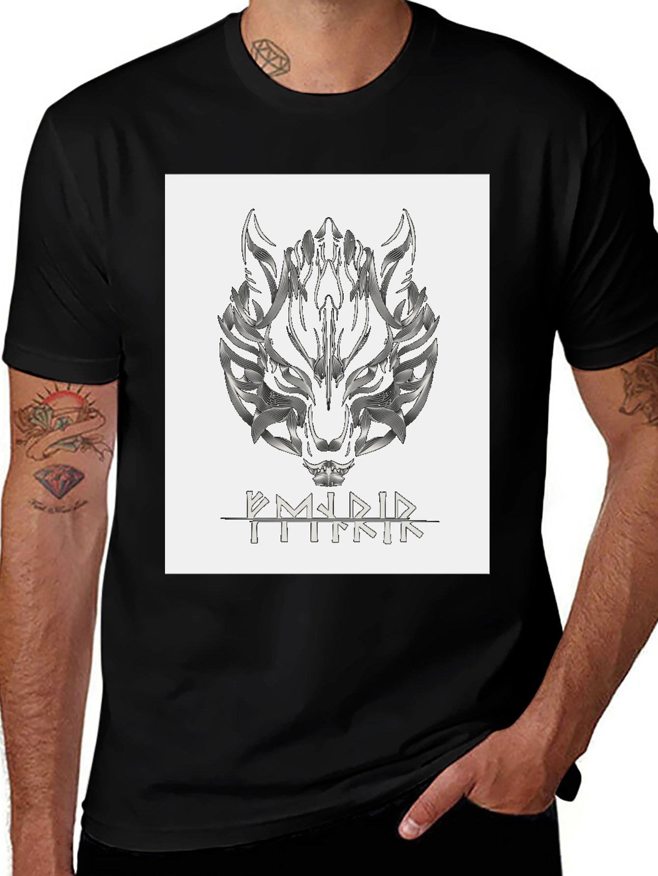 Wolf Graphic Black T-Shirt - Norse Viking Fenrir
