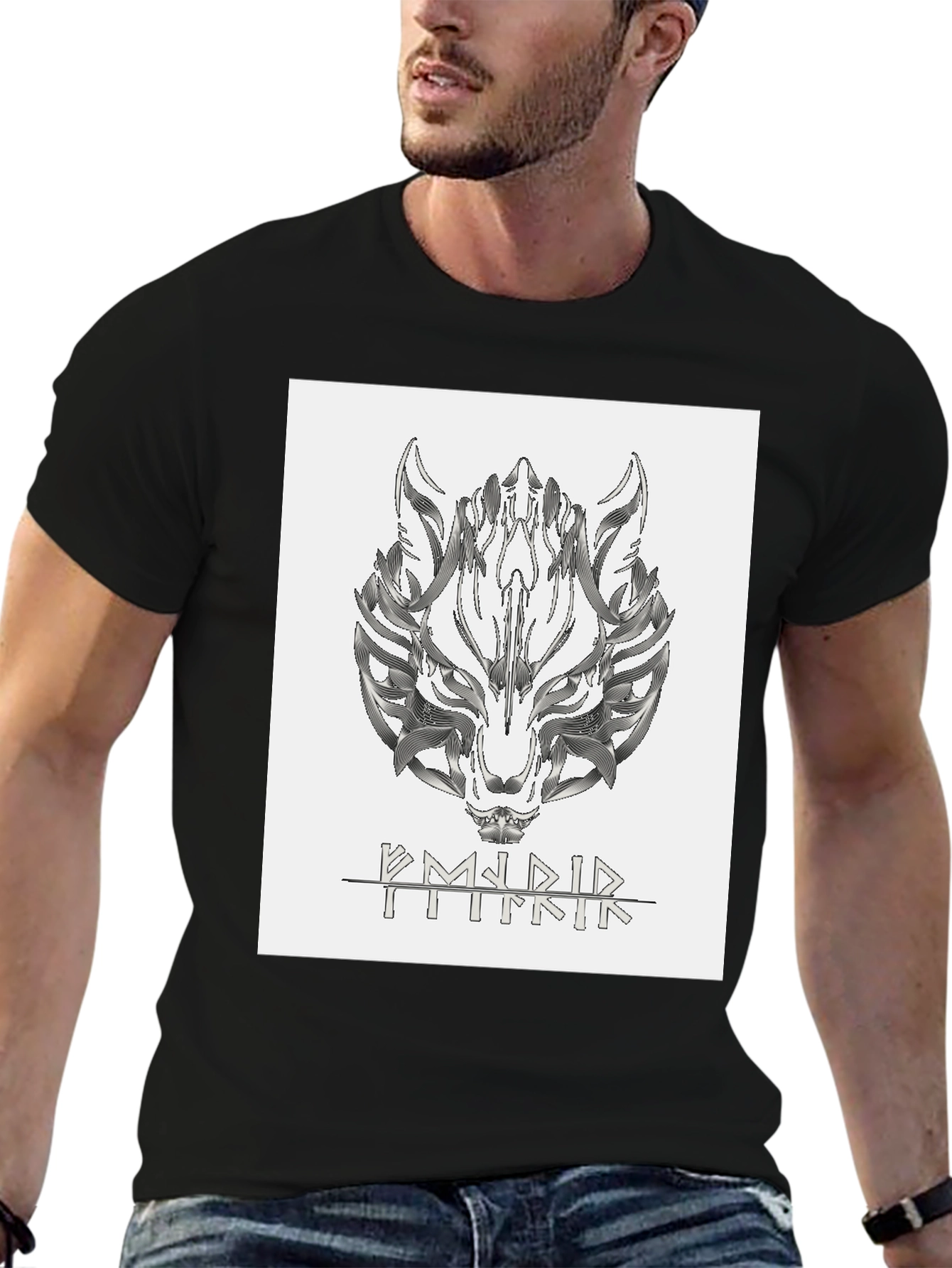 Wolf Graphic Black T-Shirt - Norse Viking Fenrir