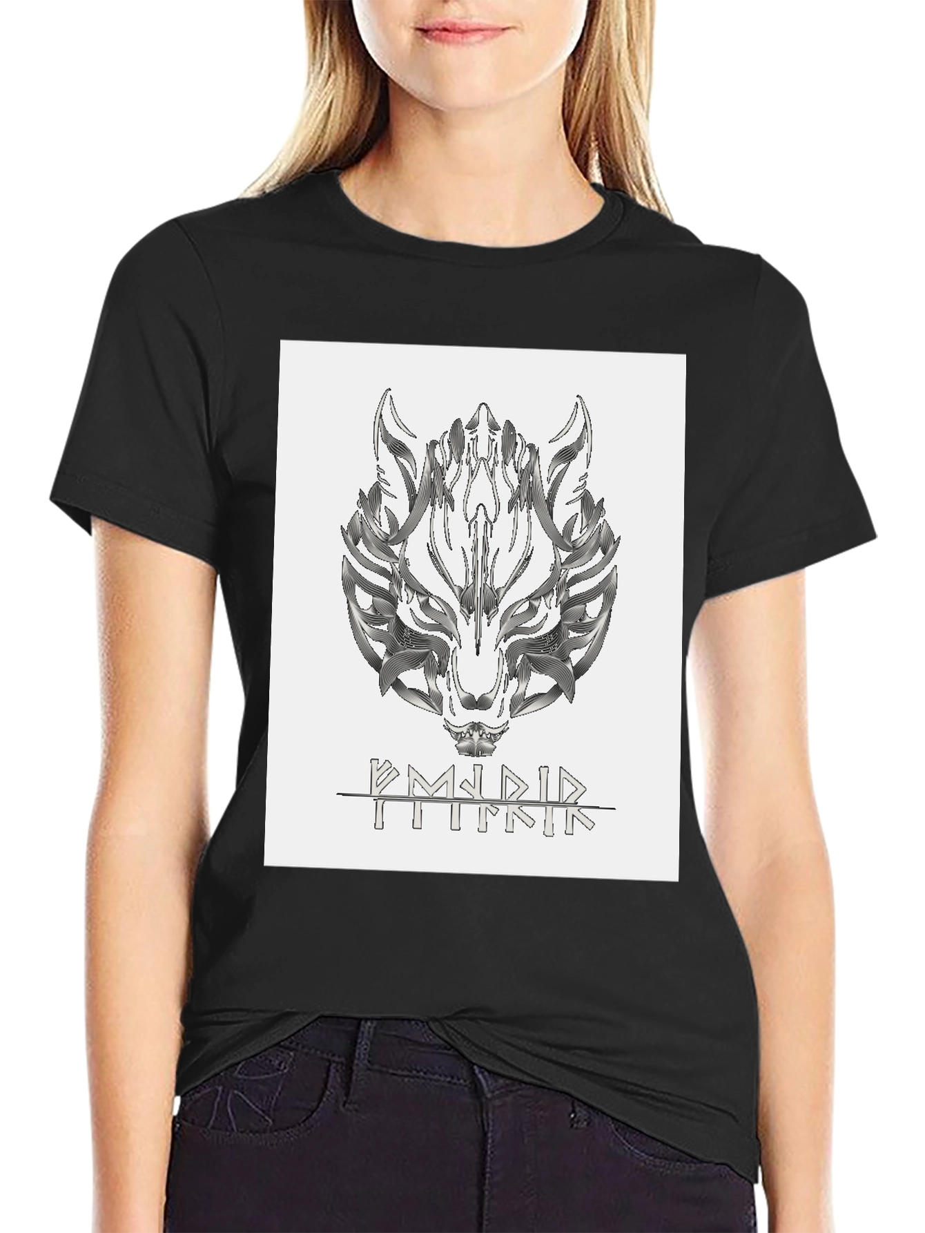 Wolf Graphic Black T-Shirt - Norse Viking Fenrir