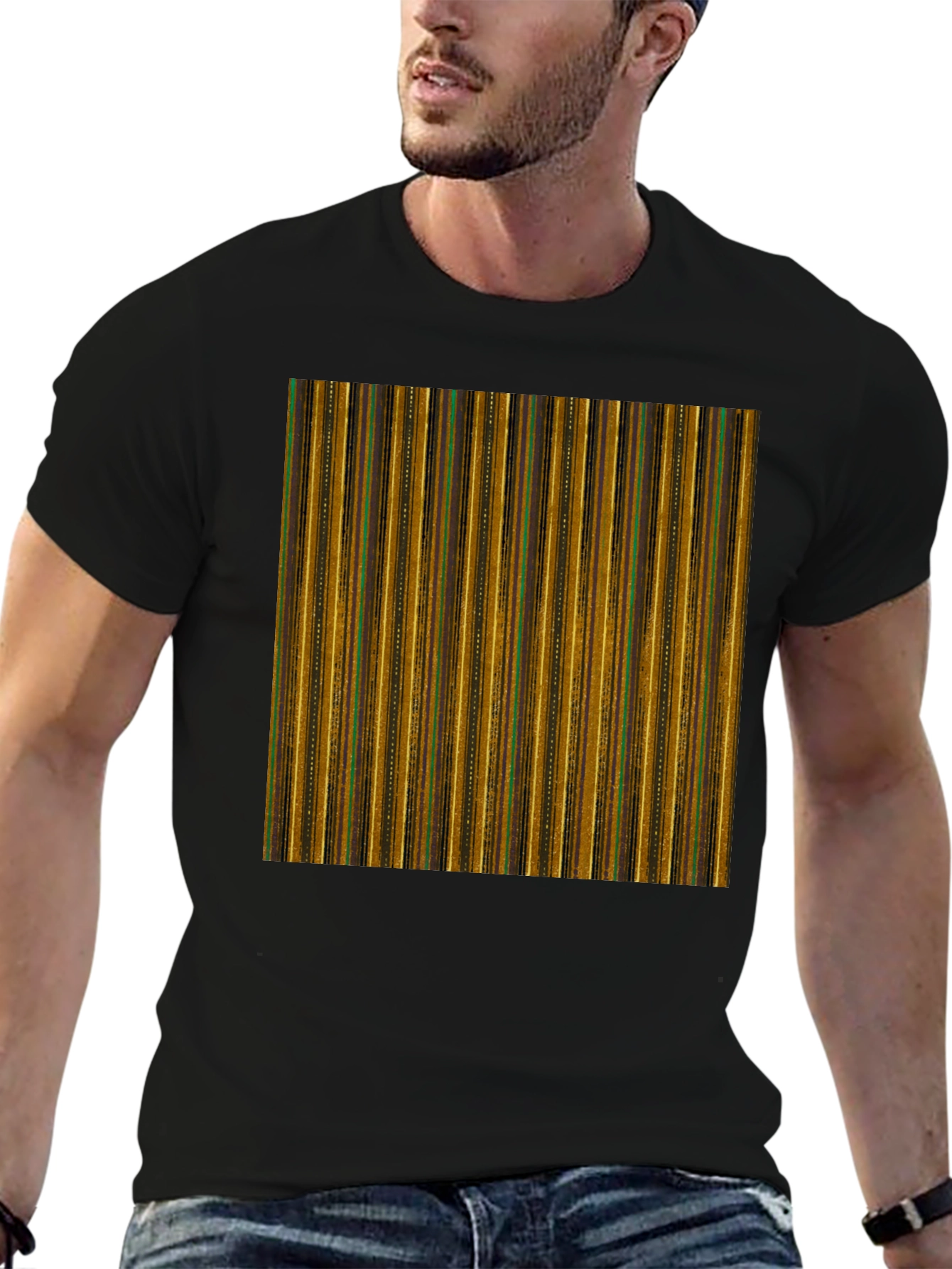 Retro Stripe Pattern T-Shirt - Unique Design