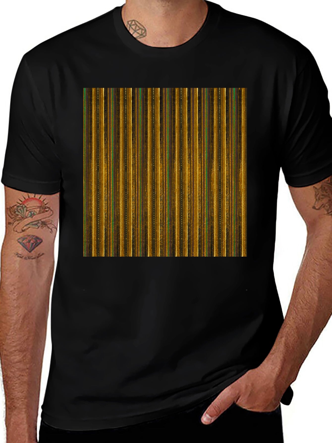 Retro Stripe Pattern T-Shirt - Unique Design