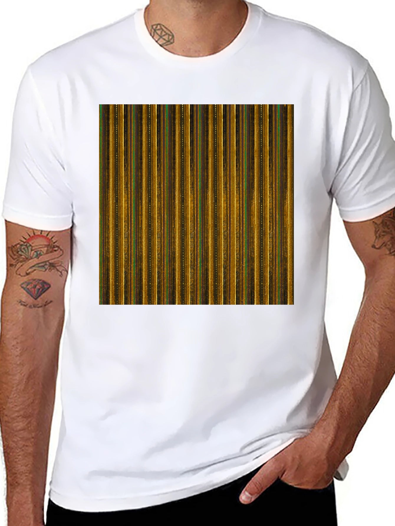 Retro Stripe Pattern T-Shirt - Unique Design
