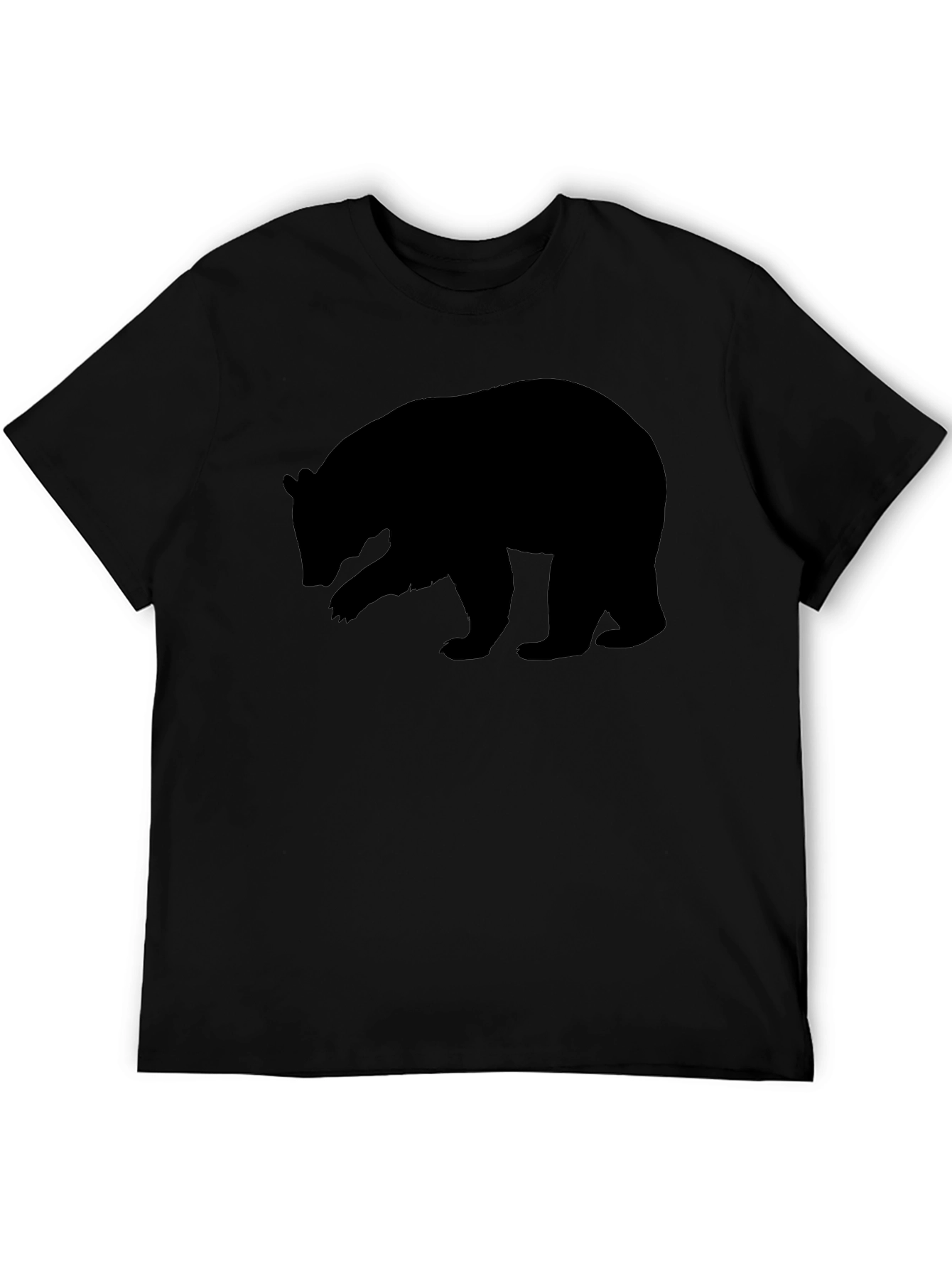 Mens Black Bear Silhouette Graphic Tee - Casual Style