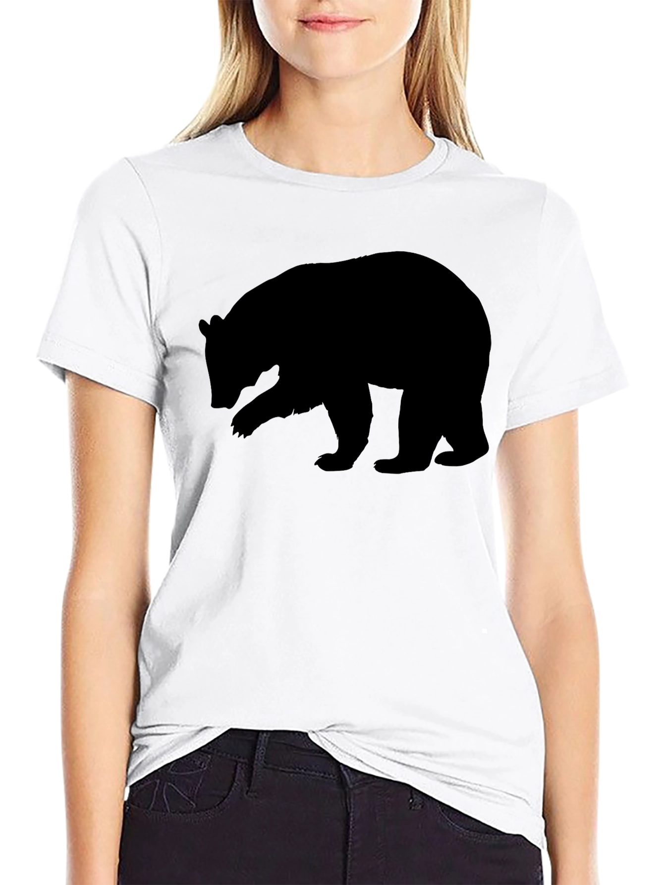 Mens Black Bear Silhouette Graphic Tee - Casual Style