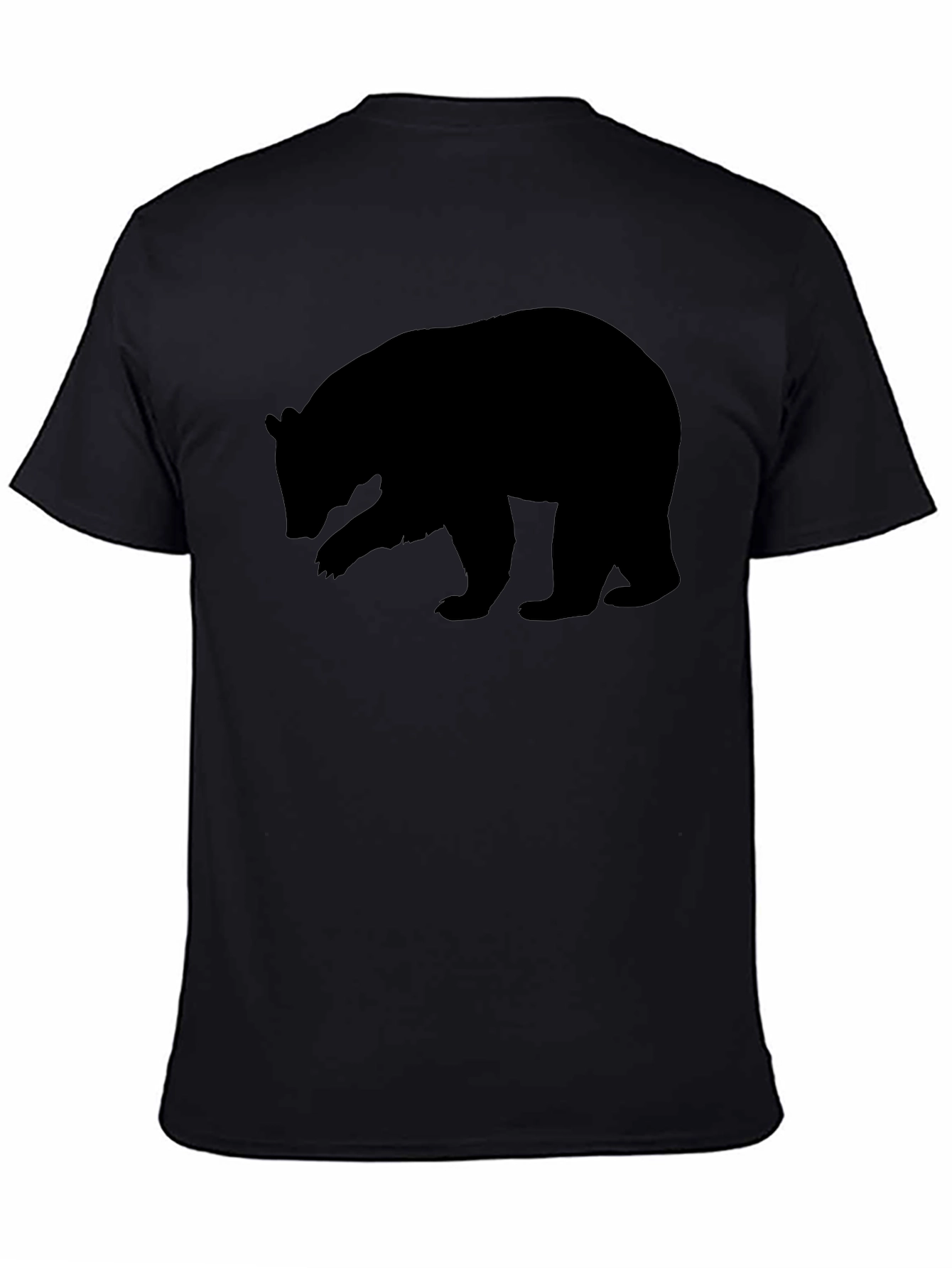 Mens Black Bear Silhouette Graphic Tee - Casual Style