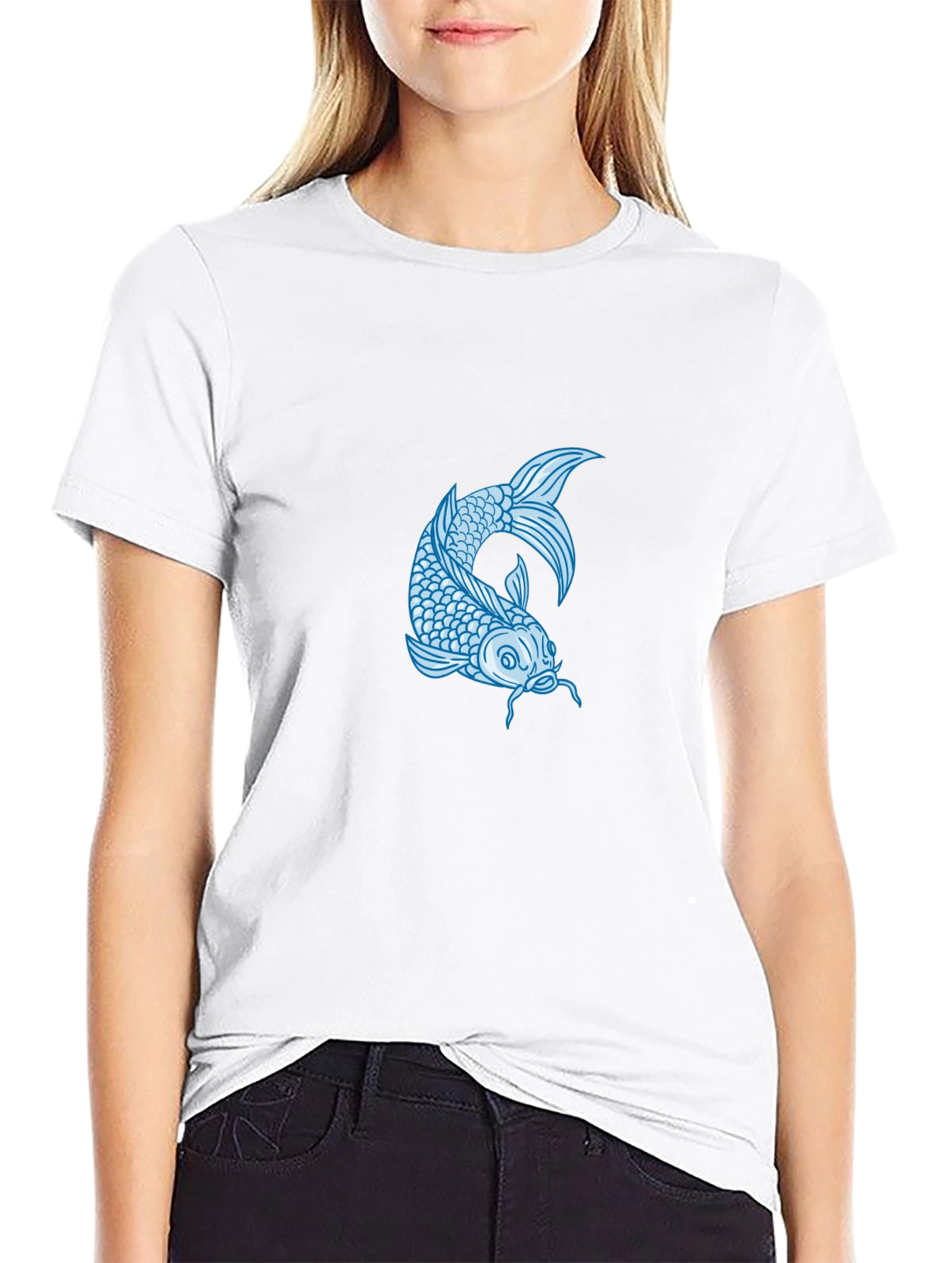 Koi Fish Graphic Tee - Stylish Mens Black T-Shirt
