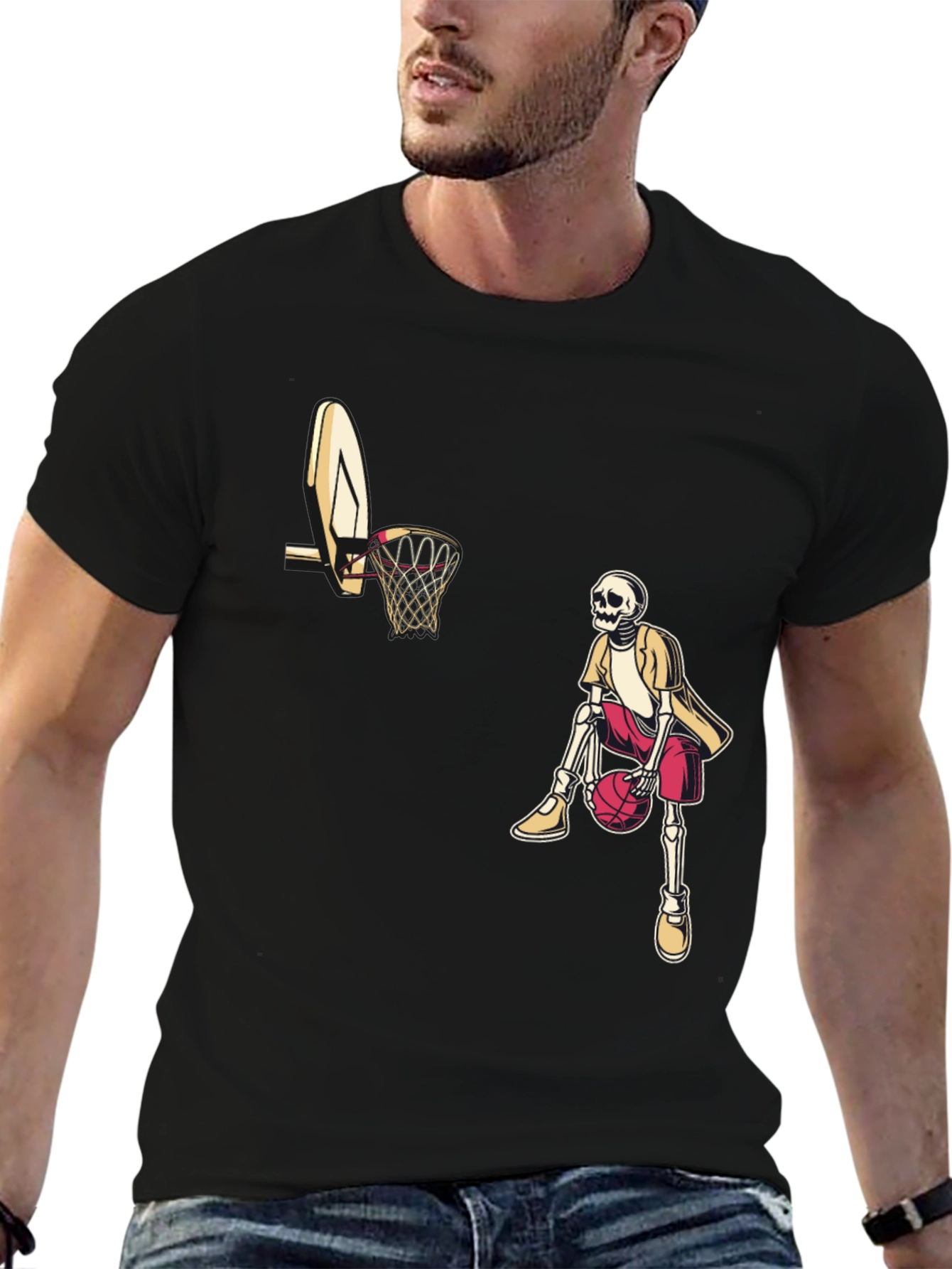 Skeleton Baller Black Graphic Tee