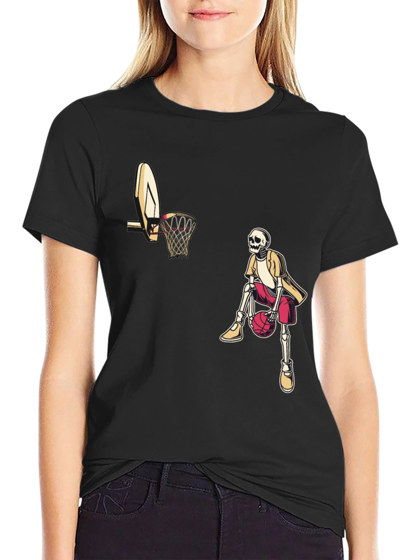 Skeleton Baller Black Graphic Tee