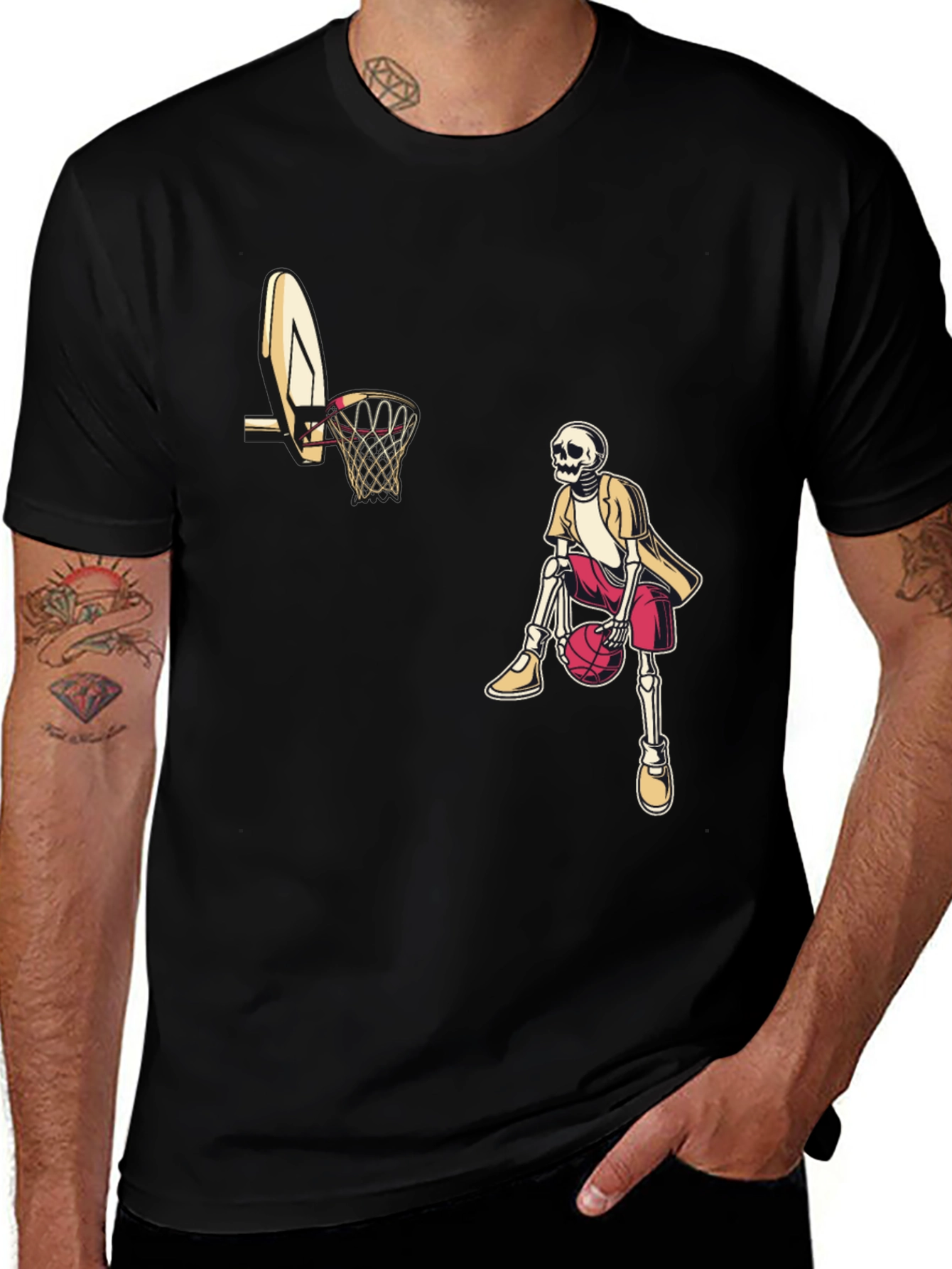 Skeleton Baller Black Graphic Tee