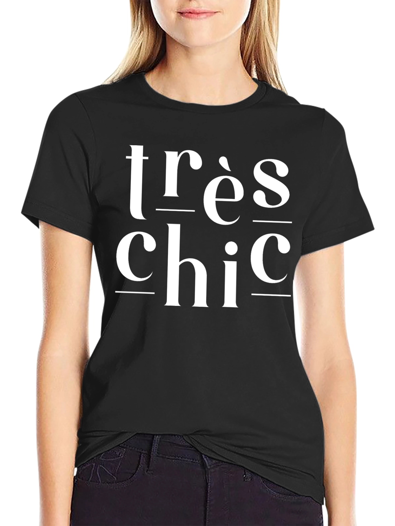 Très Chic Graphic Tee - Stylish Black T-Shirt
