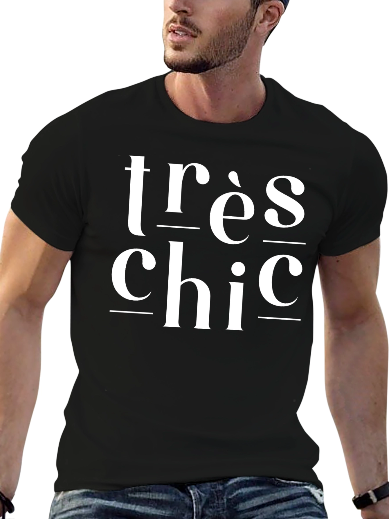 Très Chic Graphic Tee - Stylish Black T-Shirt