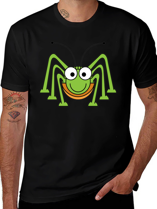 Funny Cartoon Bug Graphic Print Black T-Shirt