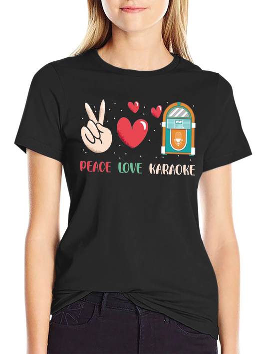 Peace Love Karaoke T-Shirt - Retro Jukebox Design