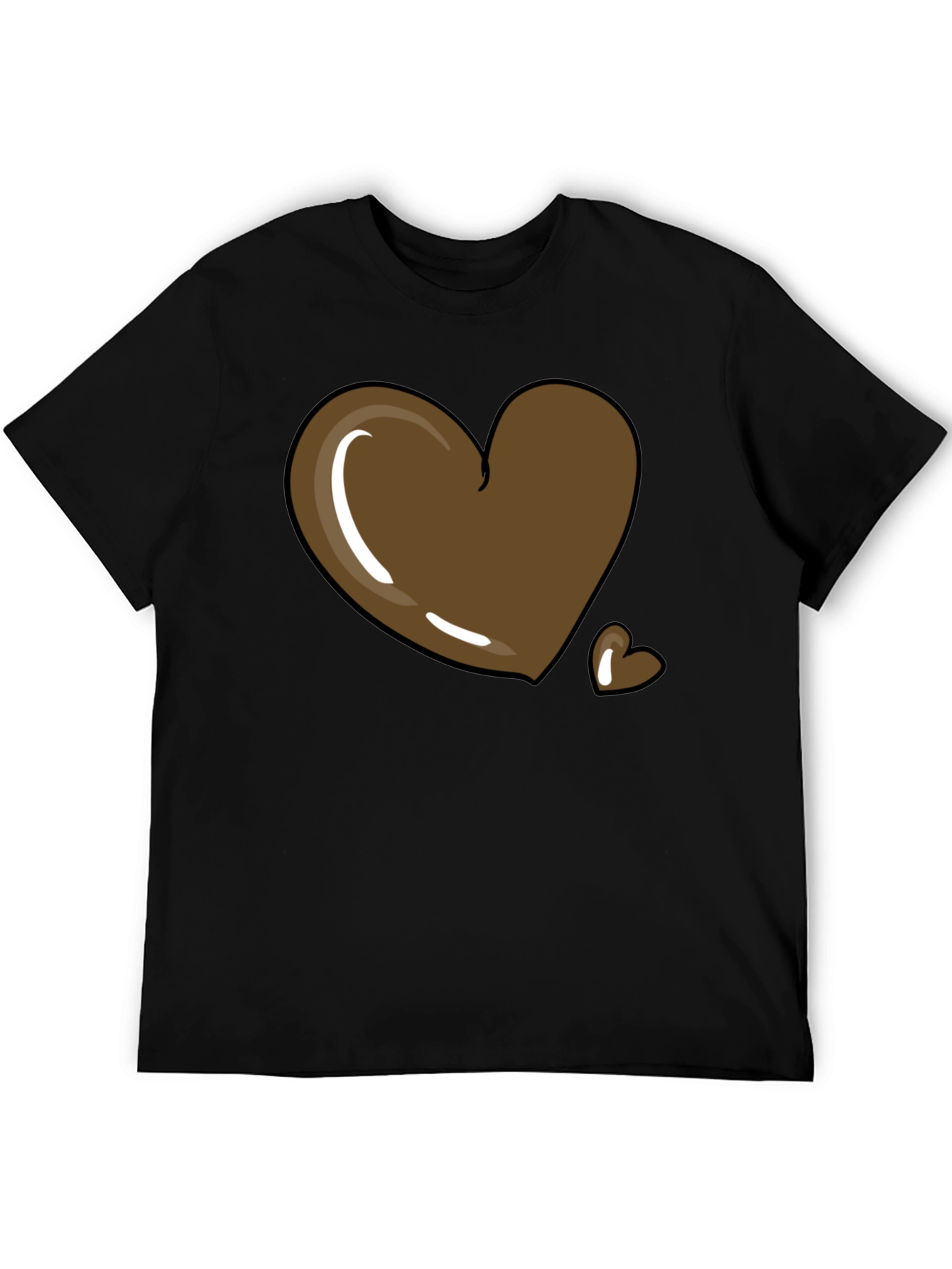 Brown Heart Graphic T-Shirt - Mens Casual Tee