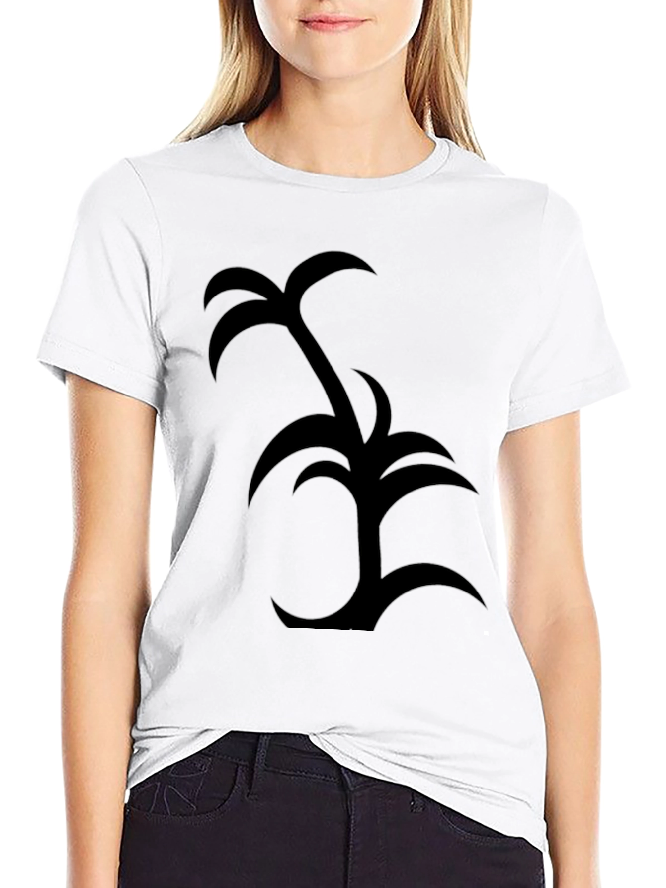 Palm Tree Graphic Tee - Black Cotton Casual Wear