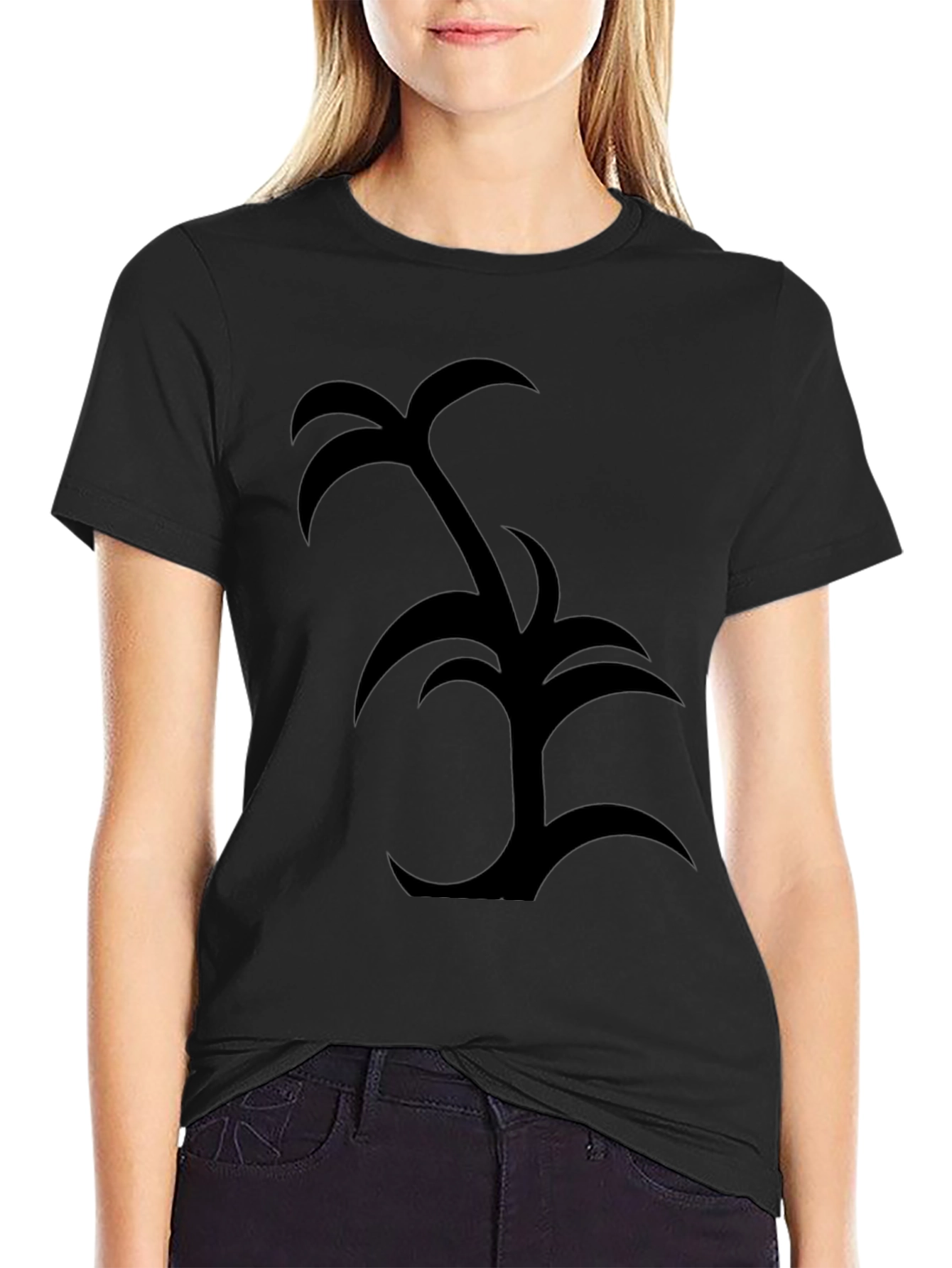 Palm Tree Graphic Tee - Black Cotton Casual Wear