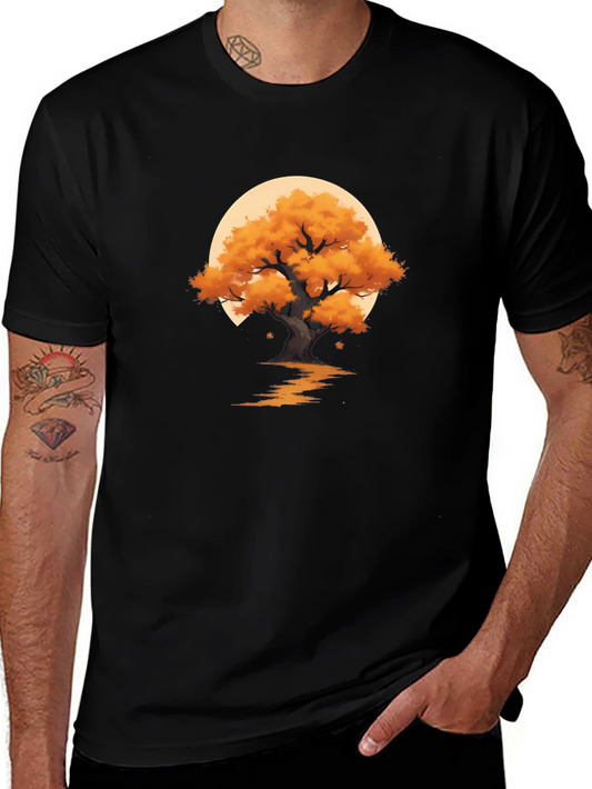Autumn Tree Graphic Black T-Shirt