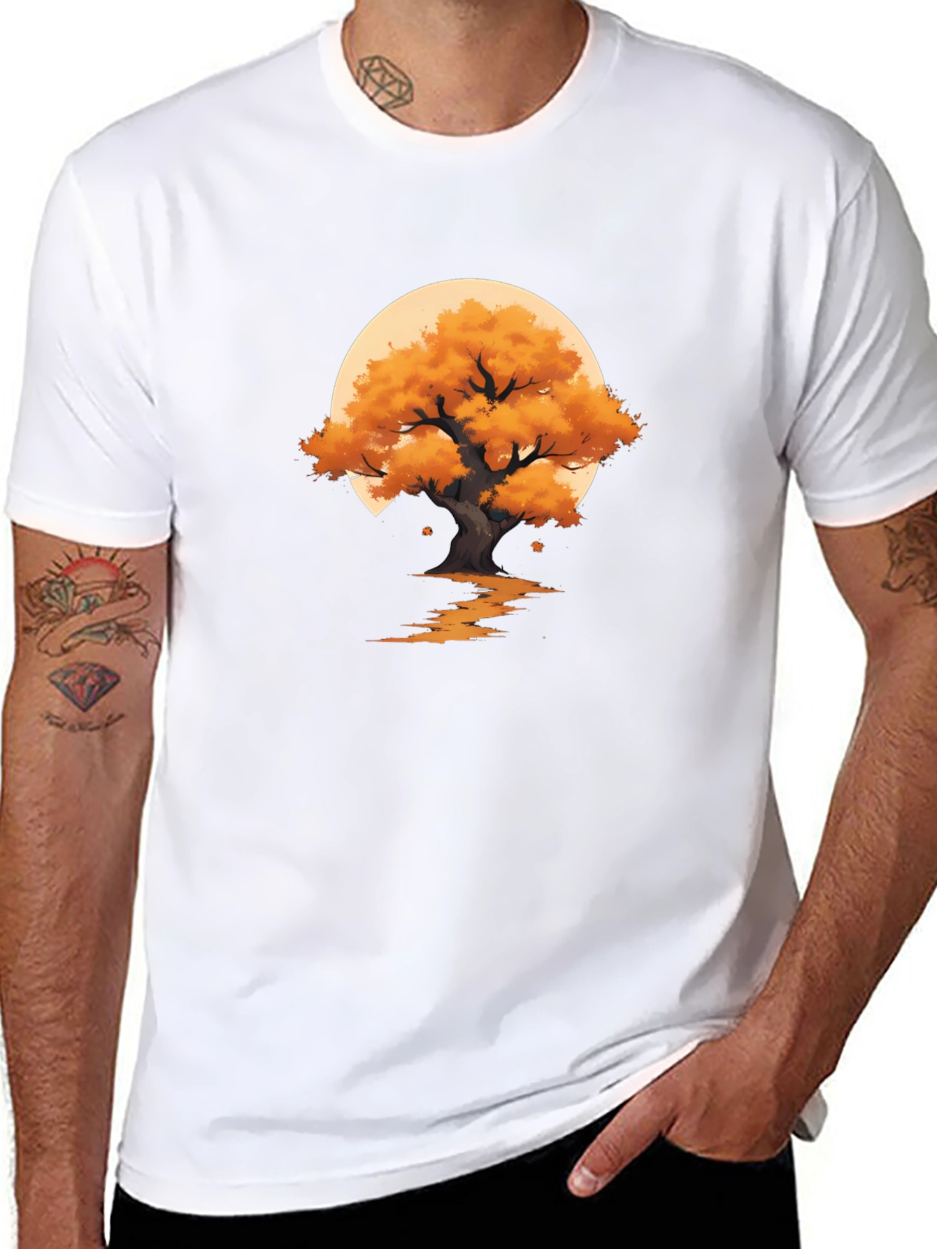Autumn Tree Graphic Black T-Shirt