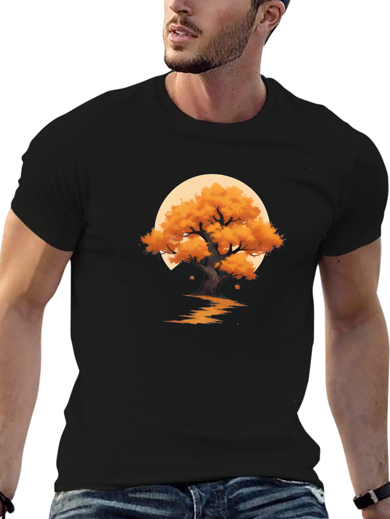 Autumn Tree Graphic Black T-Shirt