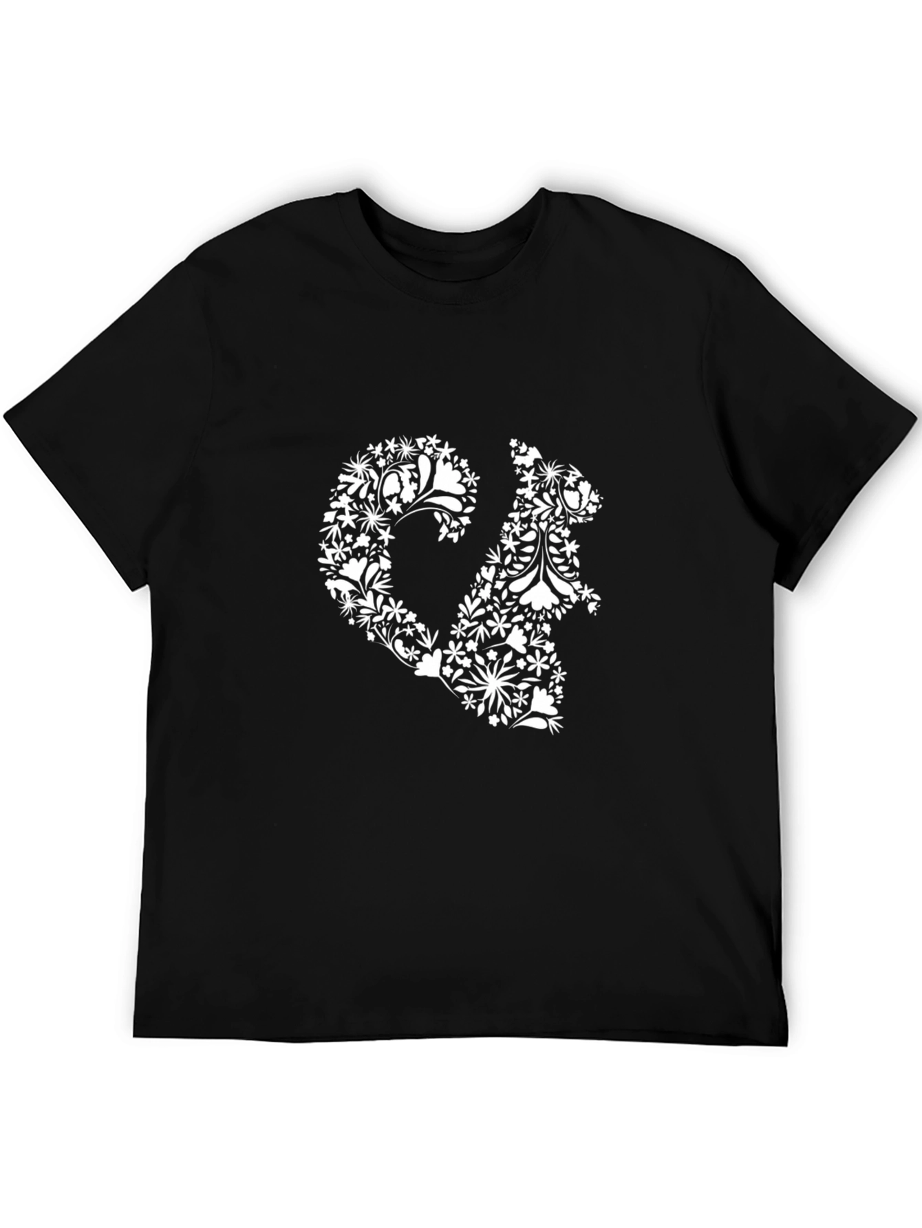 Floral Squirrel Graphic Tee - Black