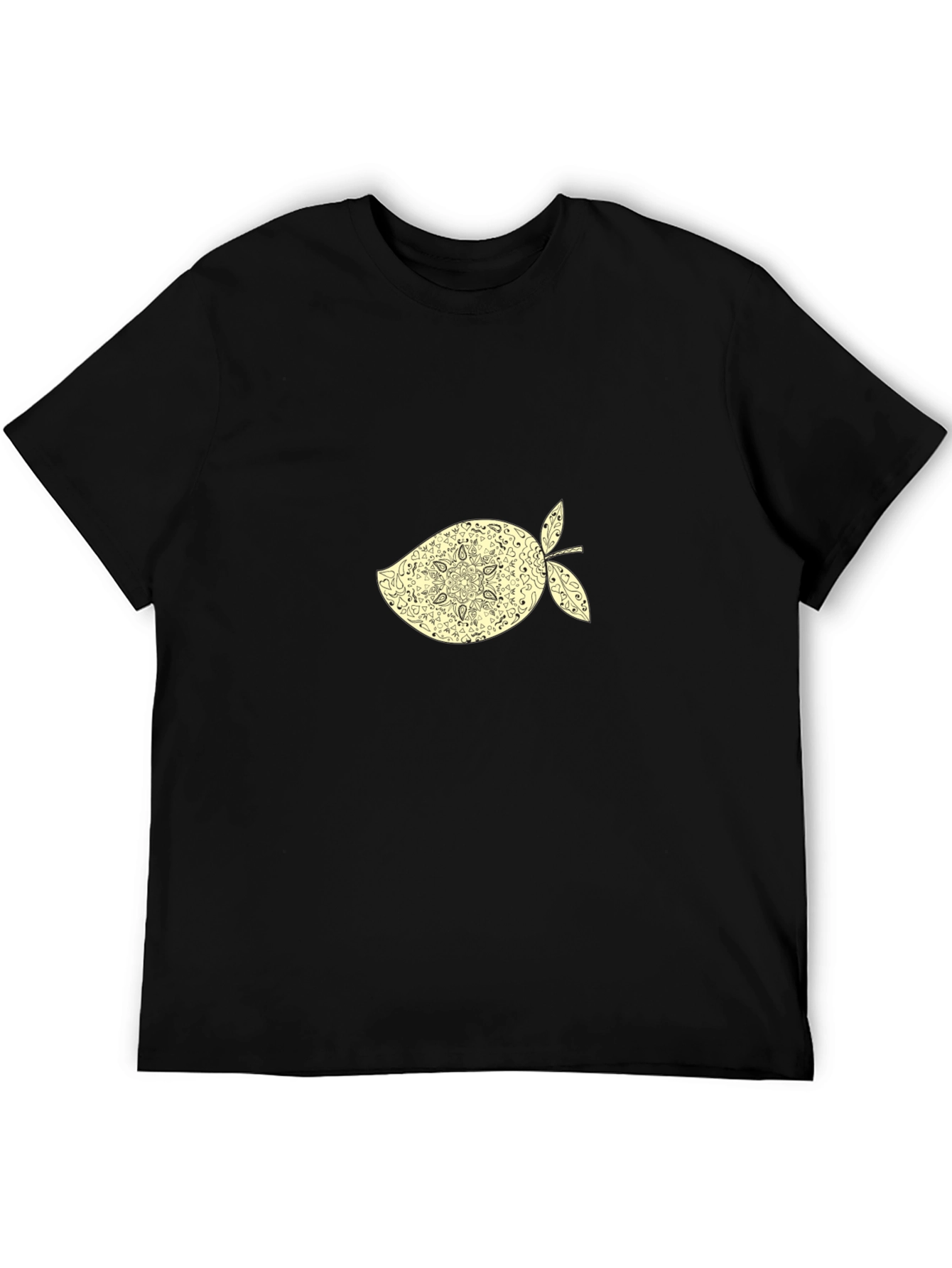 Black T-Shirt with Ornamental Mango Graphic