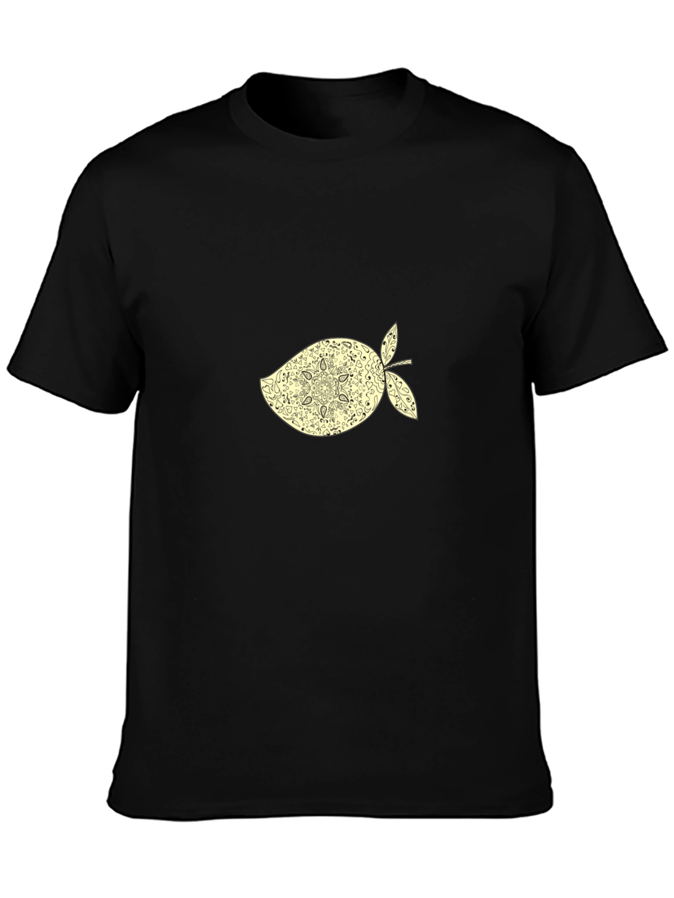 Black T-Shirt with Ornamental Mango Graphic